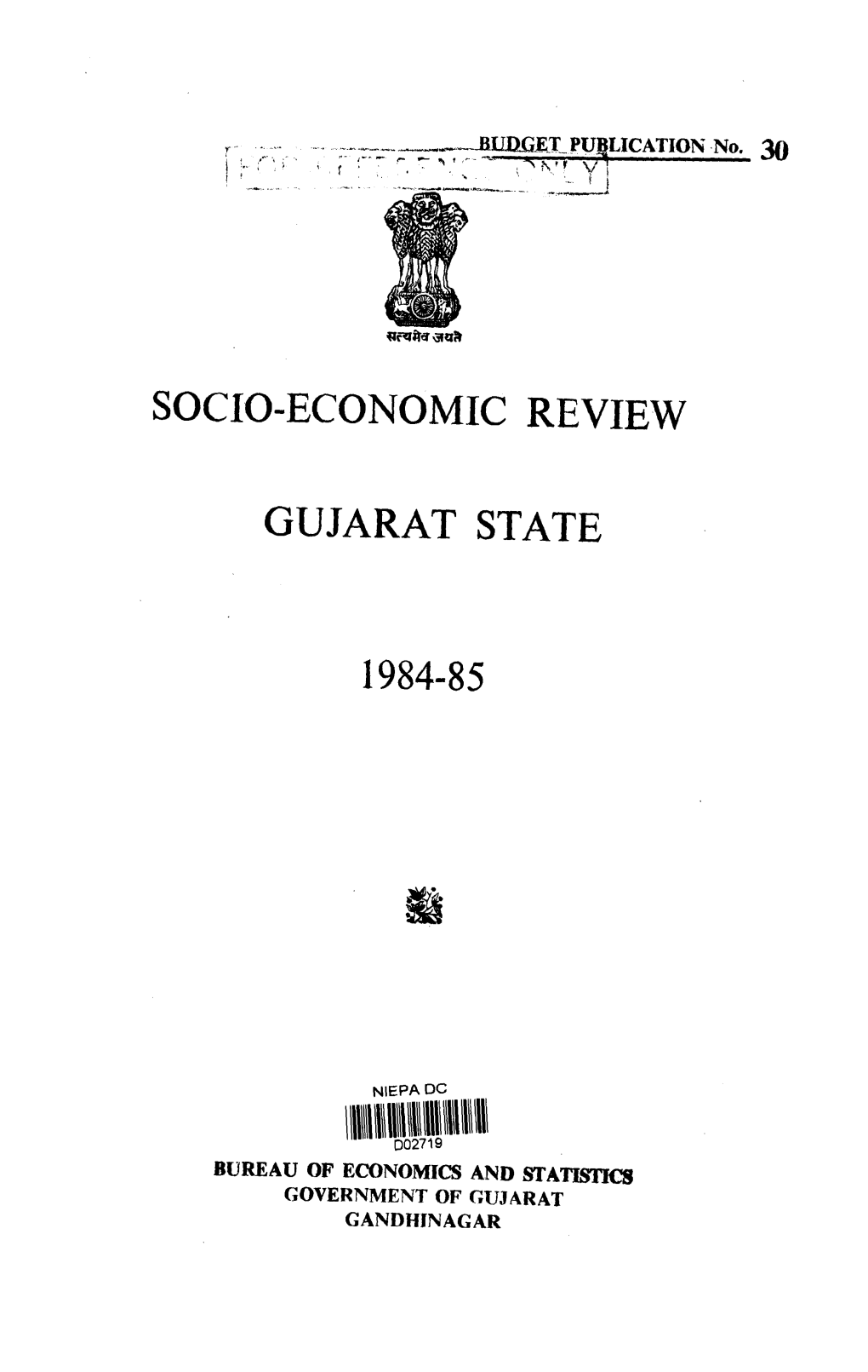 Socio-Economic Review Gujarat State 1984-85