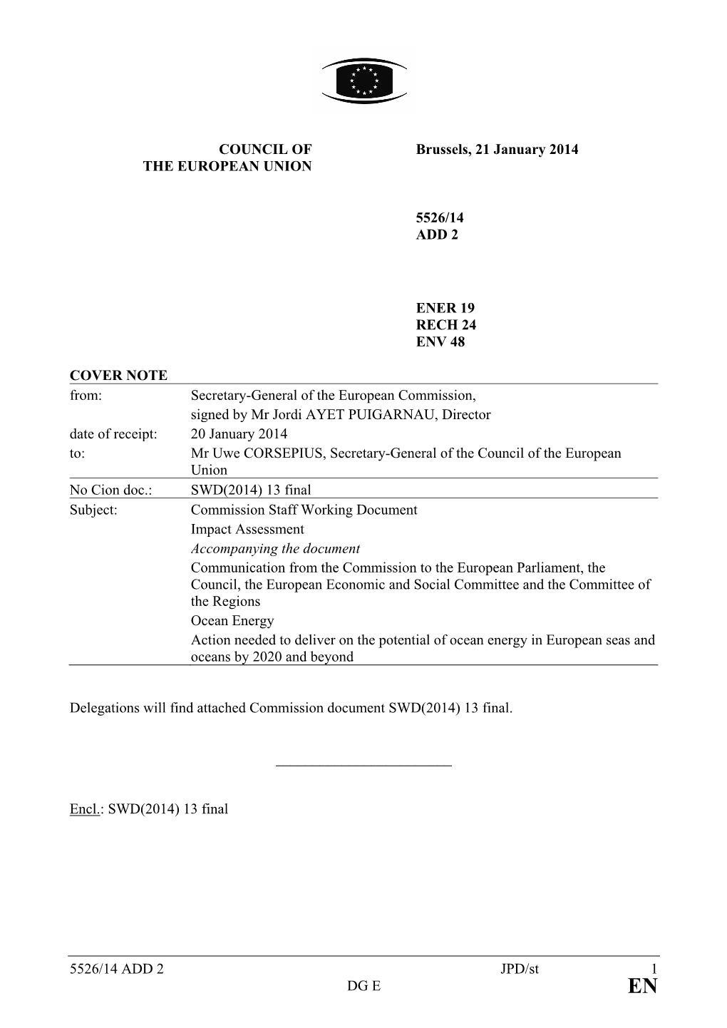 Commission Staff Working Document Impact Assessment Accompanying the Document Communication from the Commission to the European