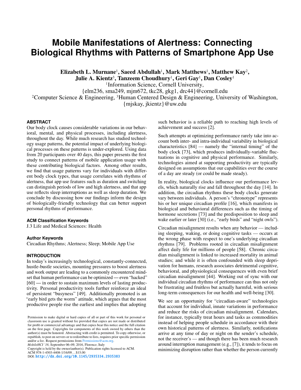Connecting Biological Rhythms with Patterns of Smartphone App Use
