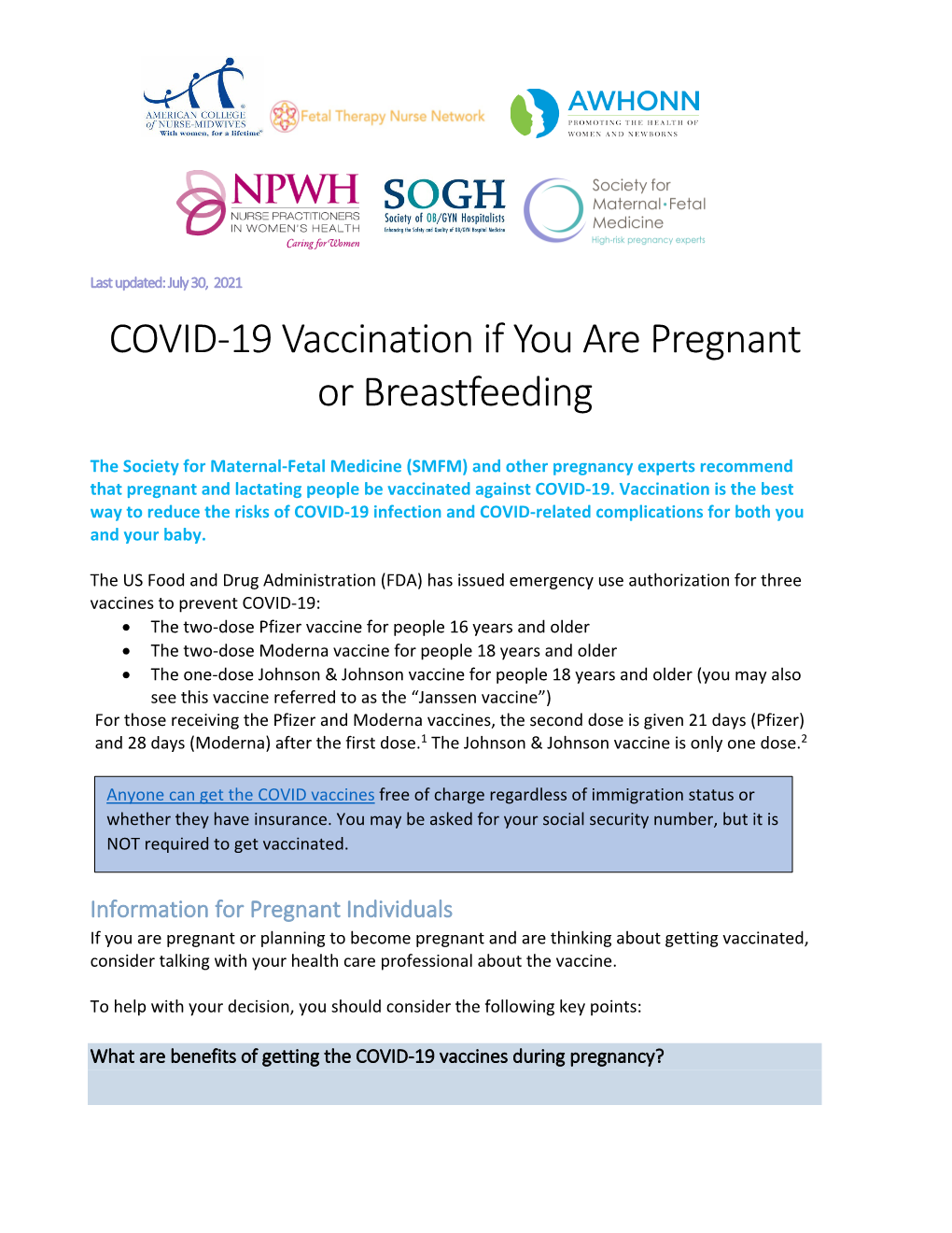 COVID-19 Vaccination If You Are Pregnant Or Breastfeeding