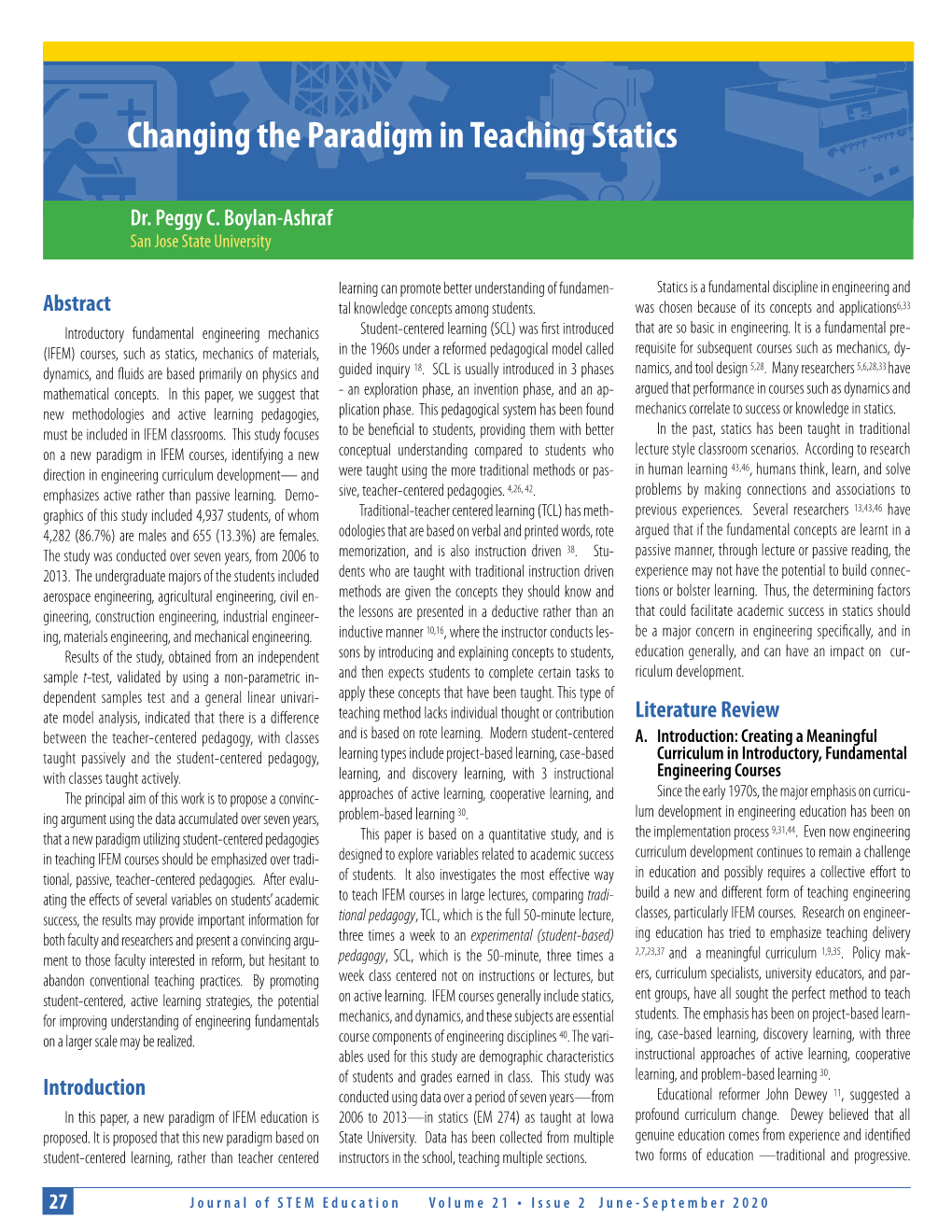 Changing the Paradigm in Teaching Statics