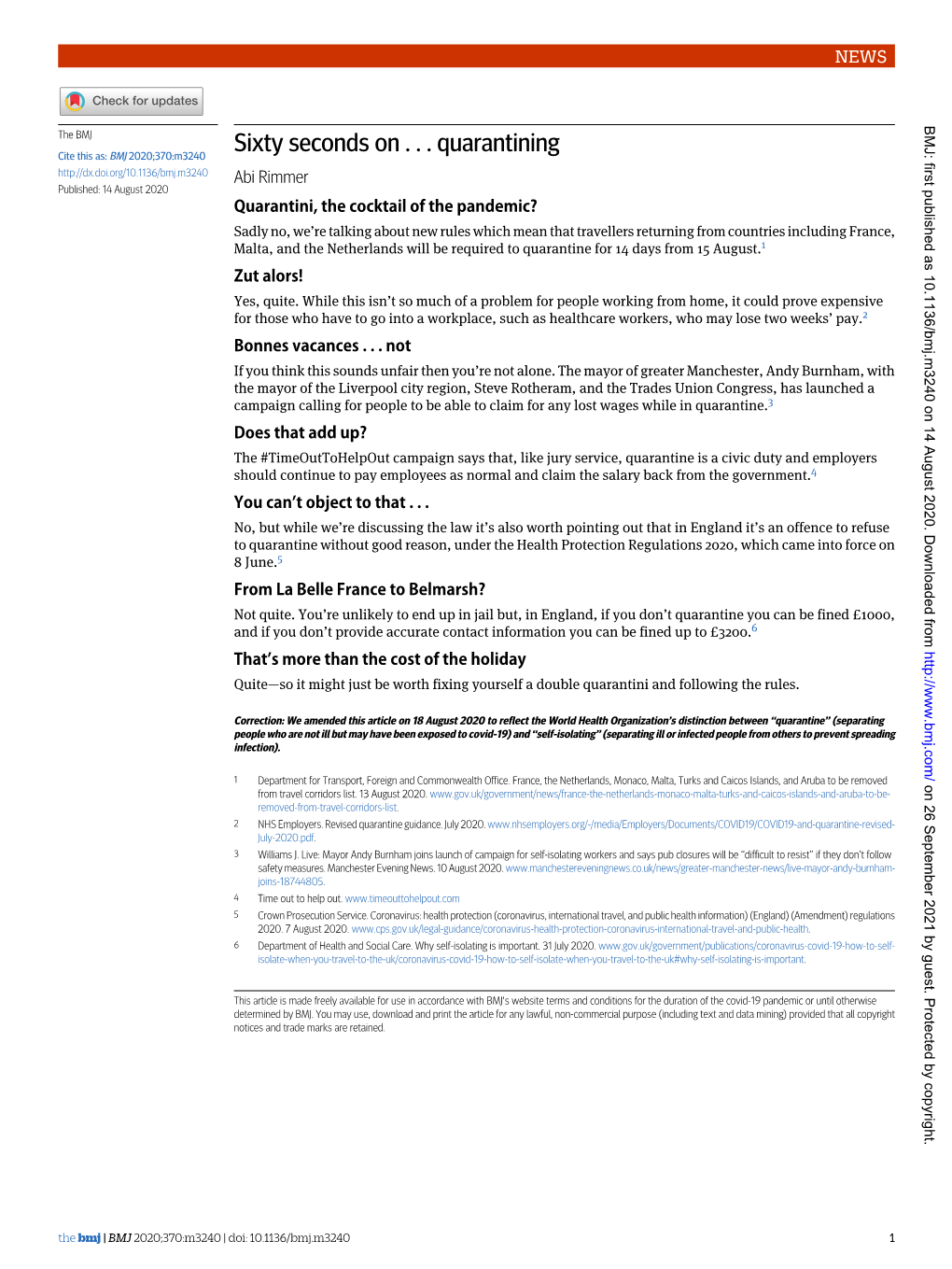 Sixty Seconds on . . . Quarantining