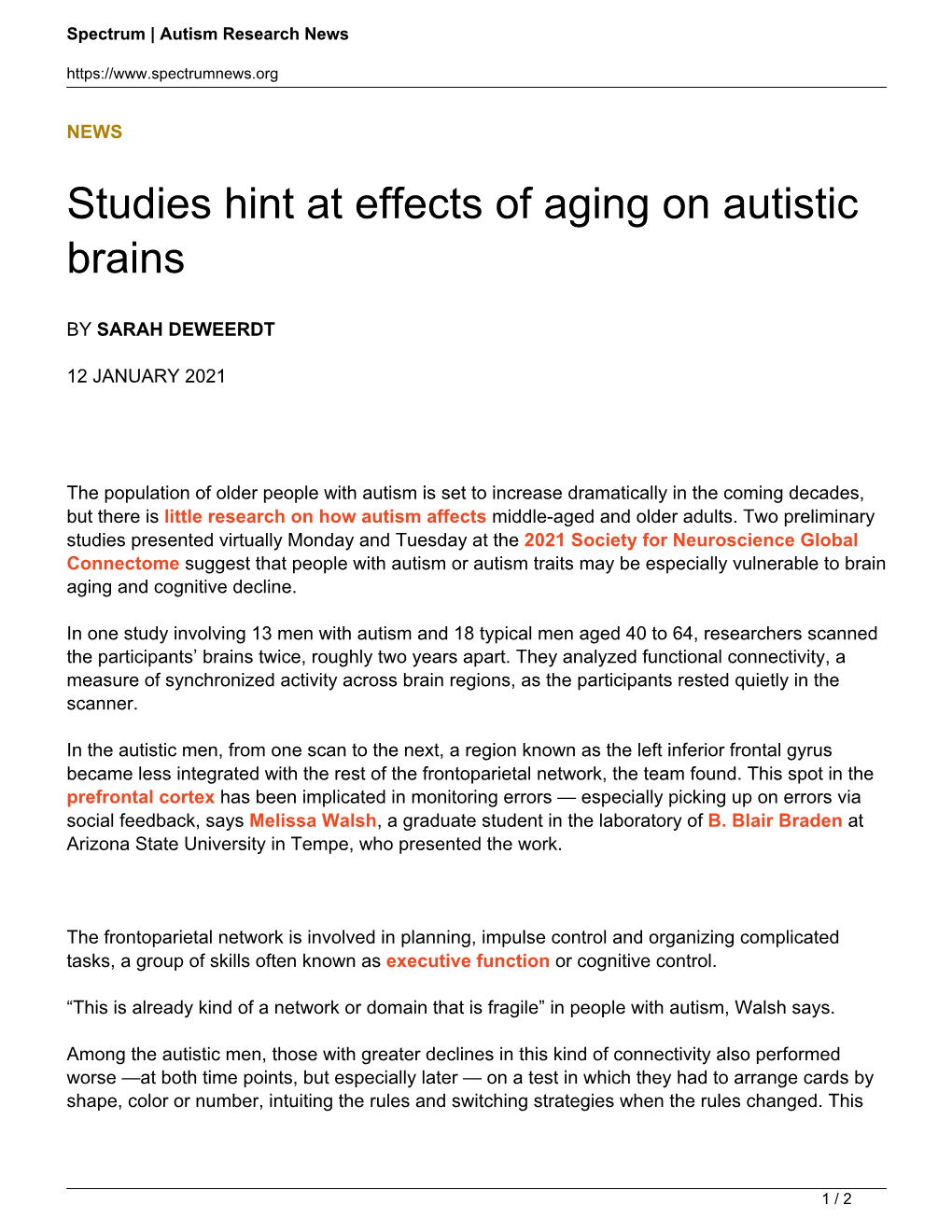 Studies Hint at Effects of Aging on Autistic Brains