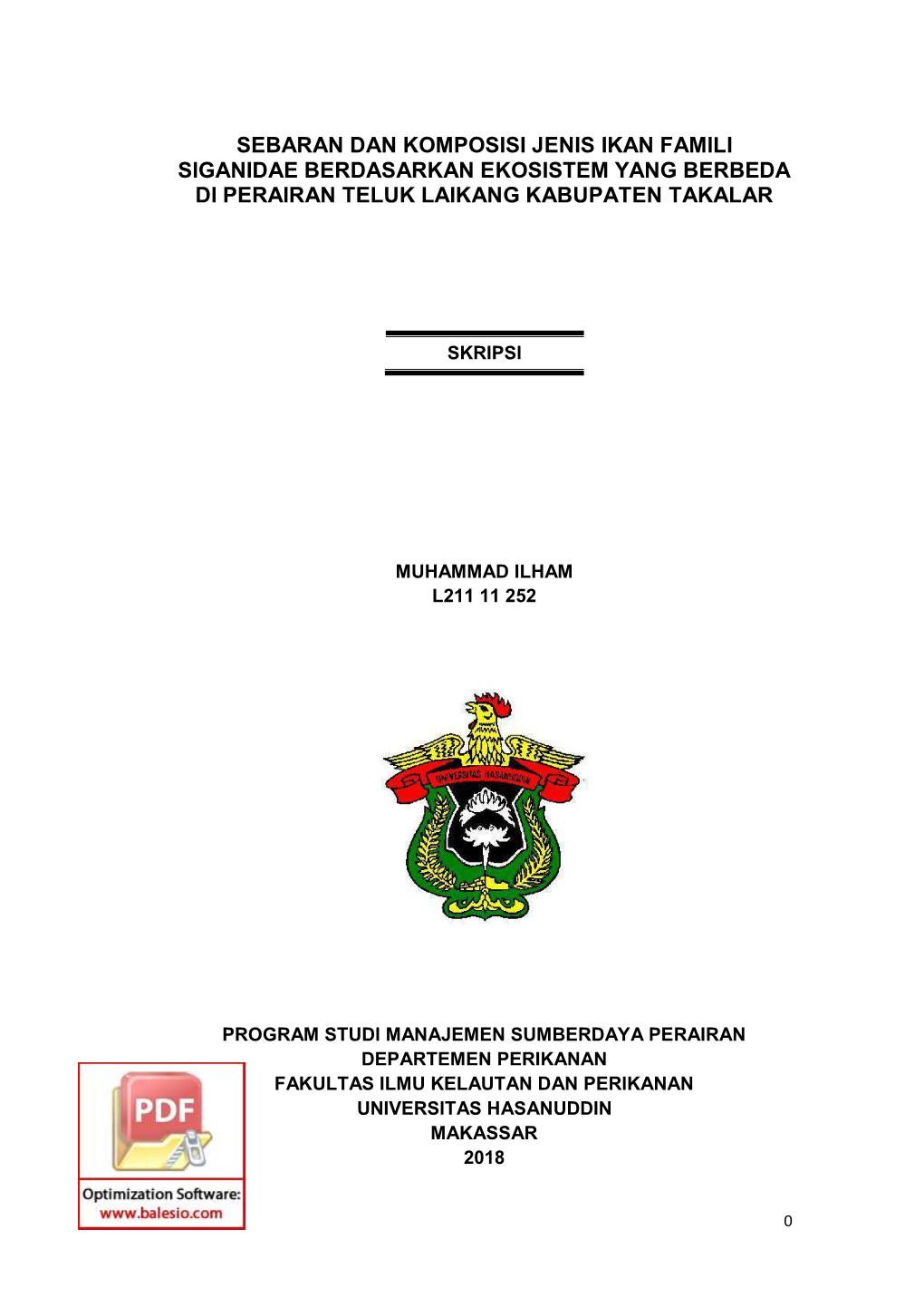 Sebaran Dan Komposisi Jenis Ikan Famili Siganidae Berdasarkan Ekosistem Yang Berbeda Di Perairan Teluk Laikang Kabupaten Takalar