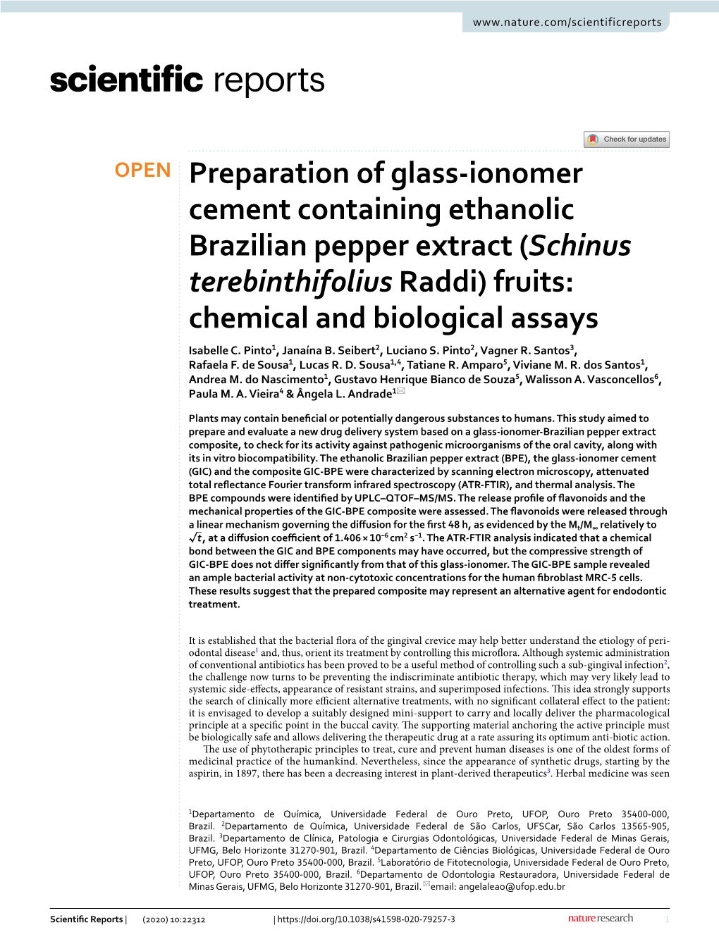 Preparation of Glass-Ionomer Cement Containing Ethanolic Brazilian