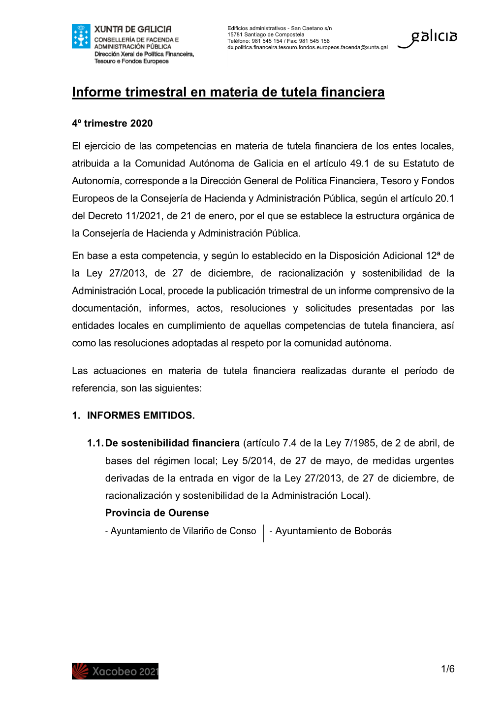 Informe Trimestral En Materia De Tutela Financiera