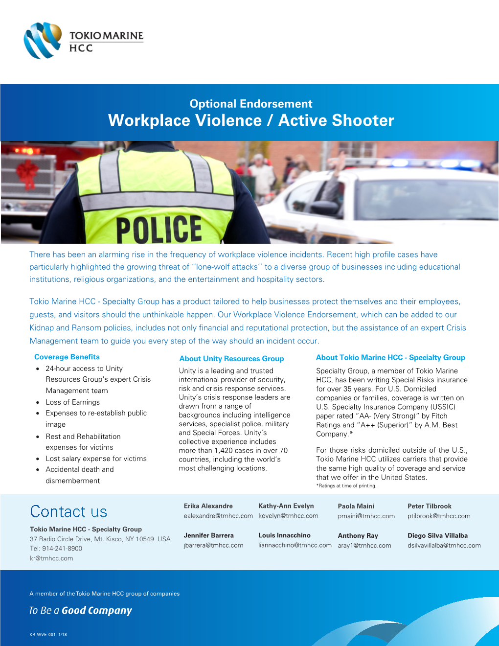 Contact Us Workplace Violence / Active Shooter