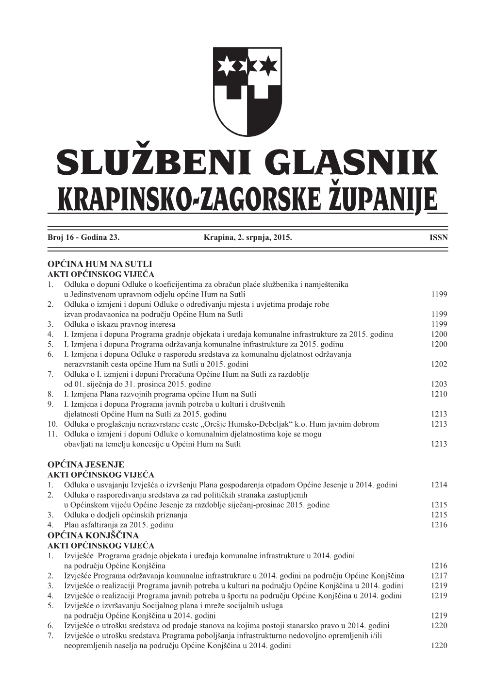 Općina Hum Na Sutli Općina Jesenje Općina Konjščina