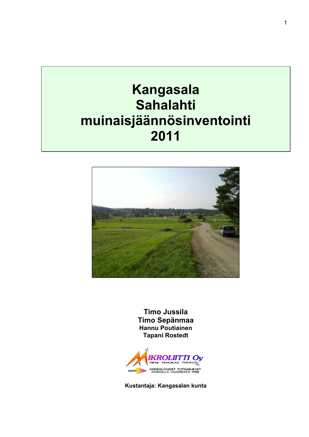 Kangasala Sahalahti Muinaisjäännösinventointi 2011