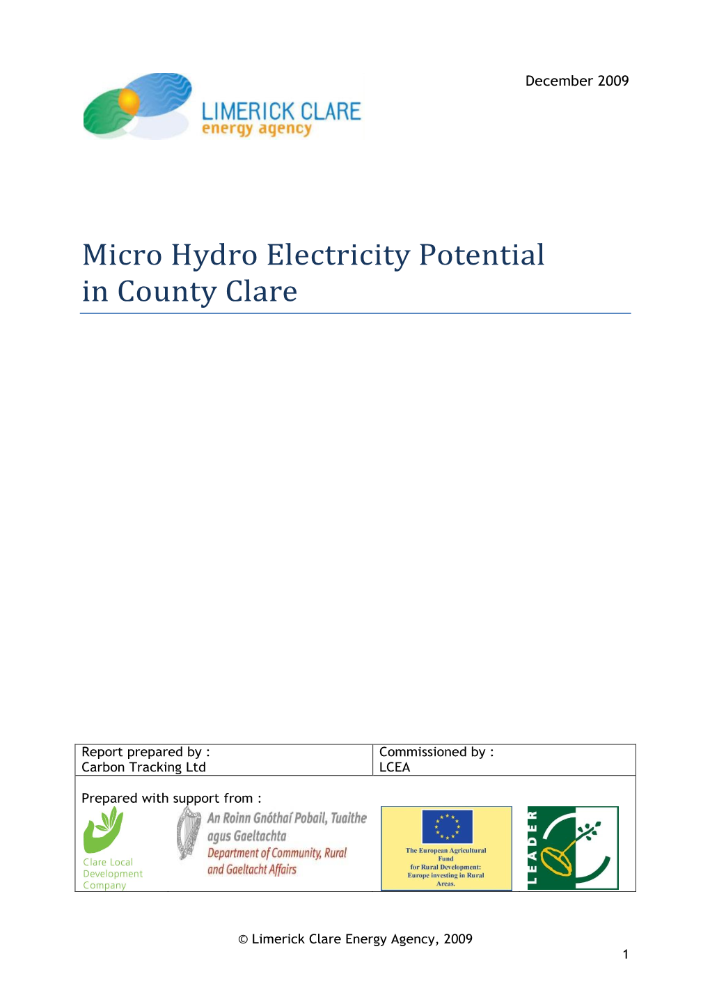 Micro Hydro Electricity Potential in County Clare