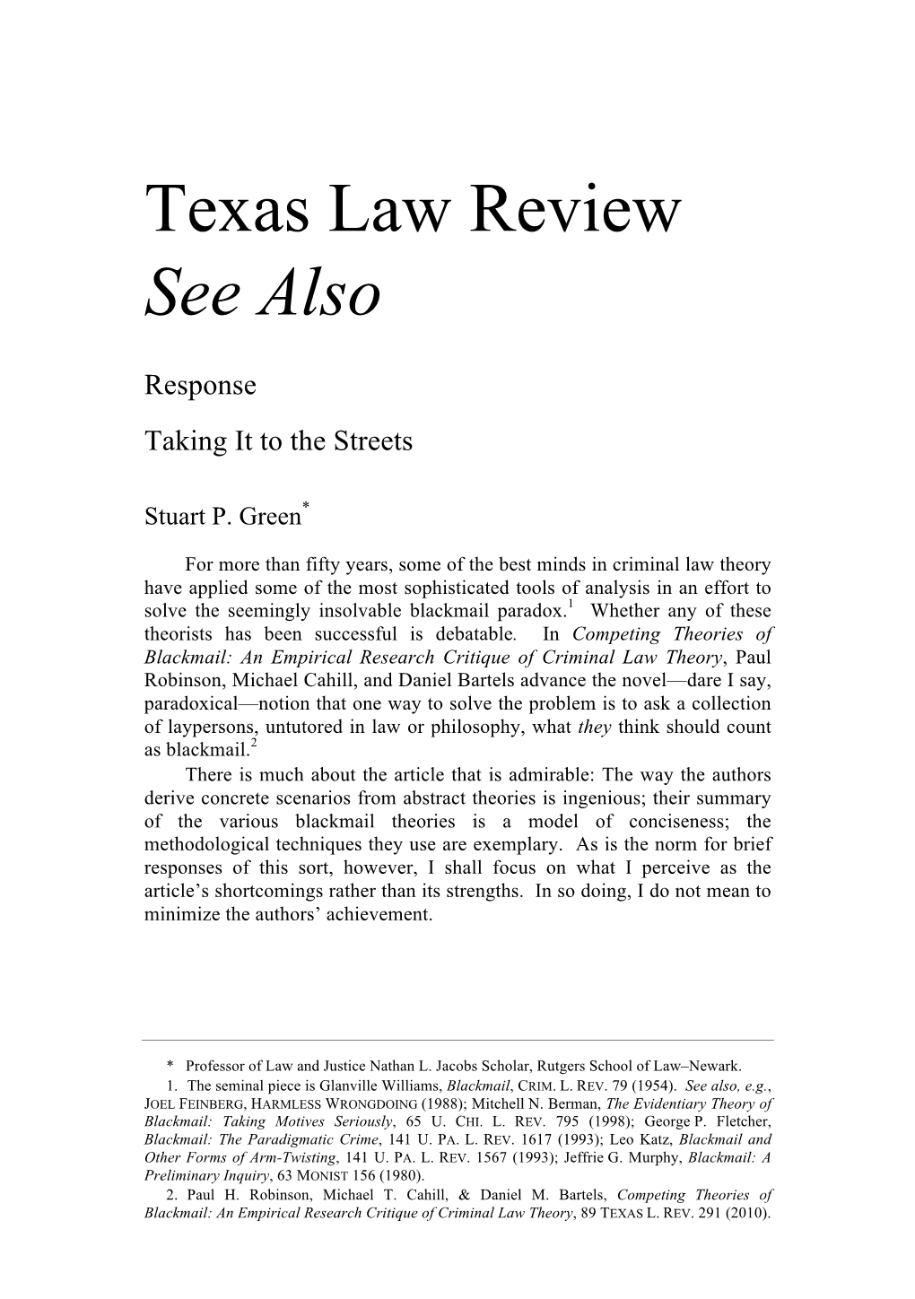 Texas Law Review See Also