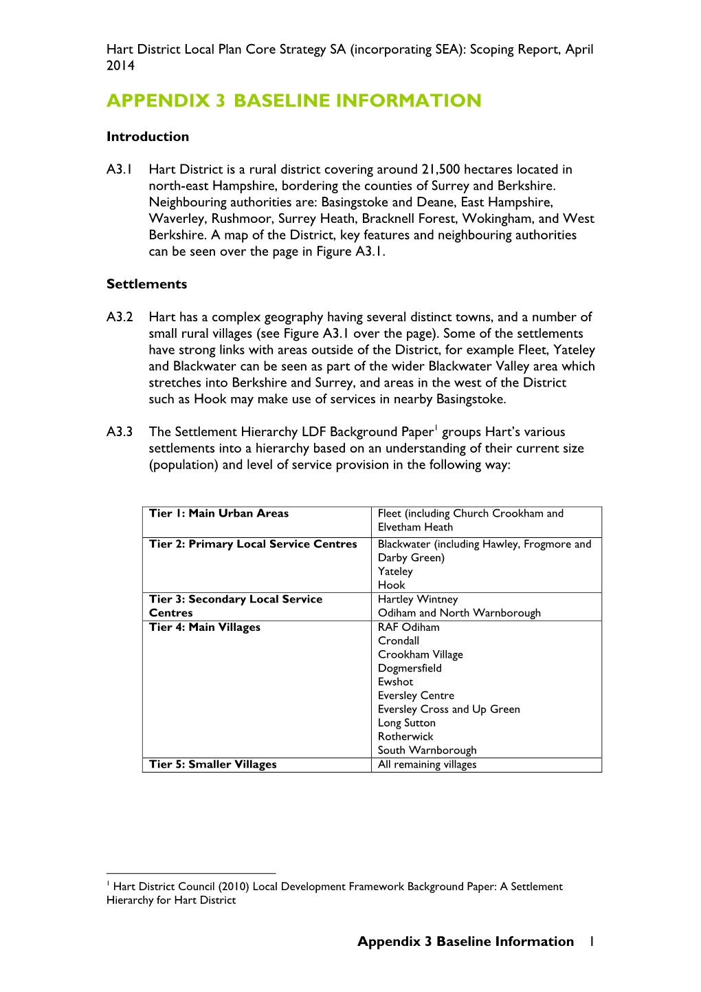 Appendix 3 Baseline Information