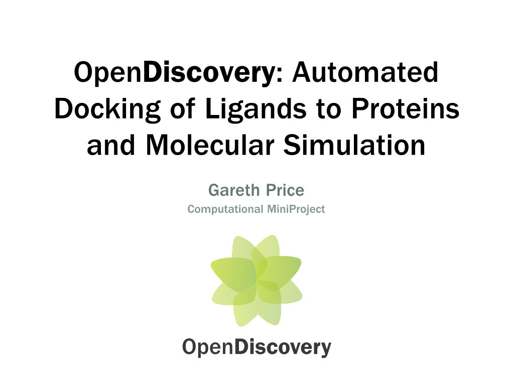 Opendiscovery: Automated Docking of Ligands to Proteins and Molecular Simulation