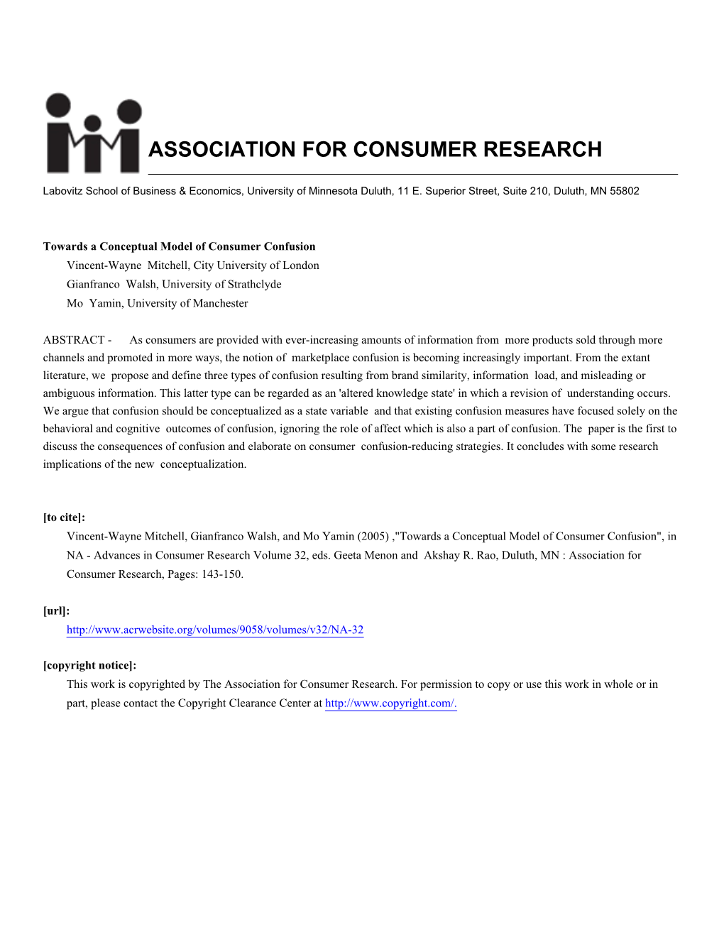 Towards a Conceptual Model of Consumer Confusion