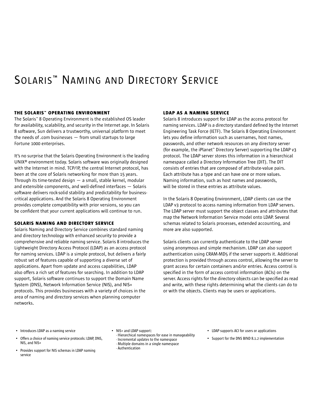 Solaris™ Naming and Directory Service