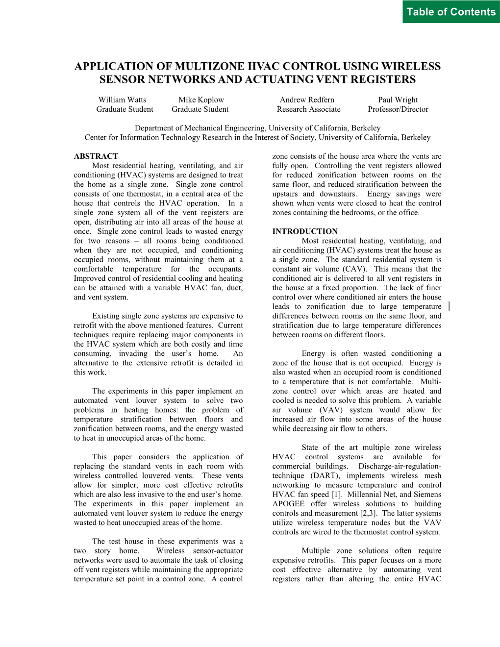 Application of Multizone Hvac Control Using Wireless Sensor Networks and Actuating Vent Registers