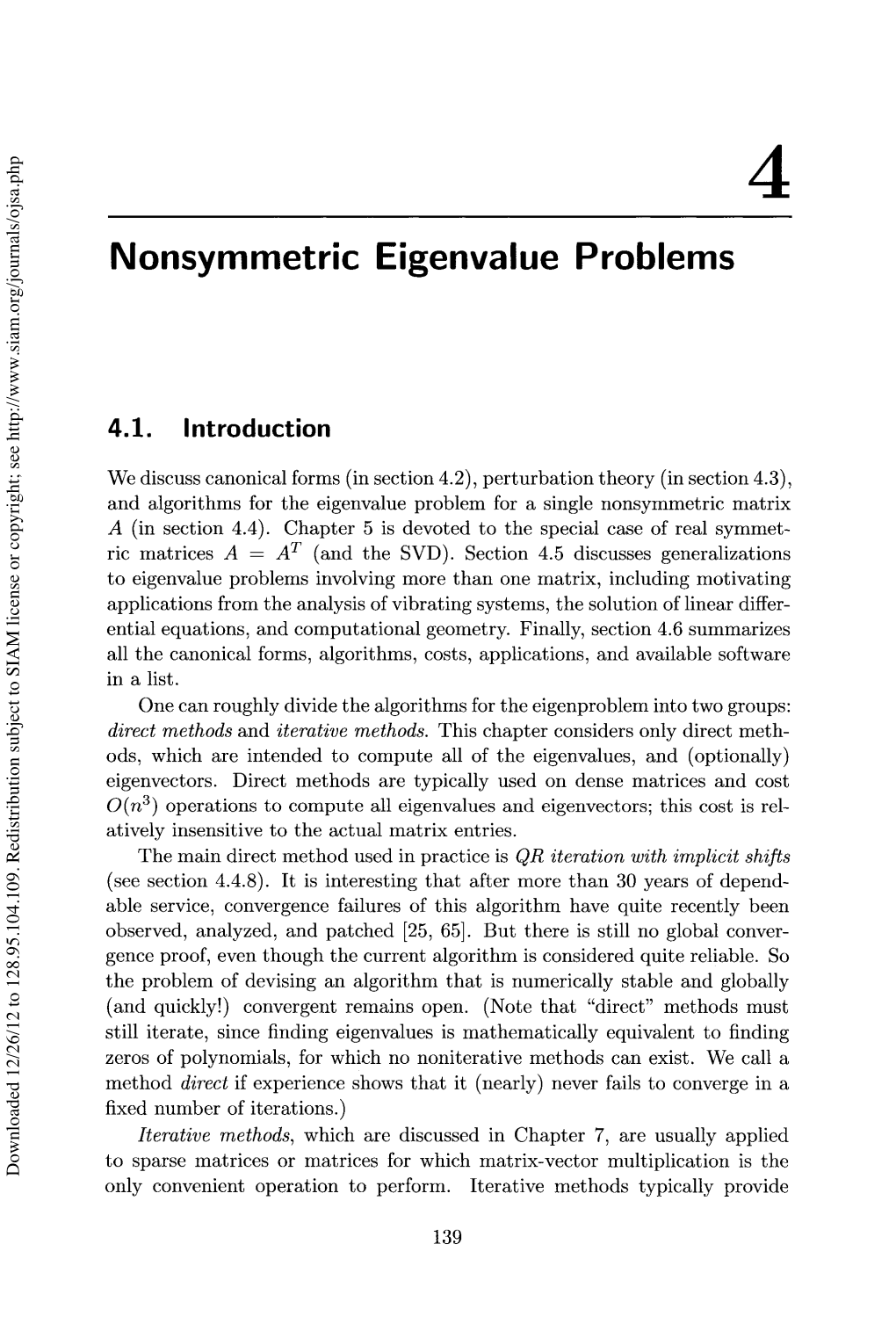 0 Nonsymmetric Eigenvalue Problems 149
