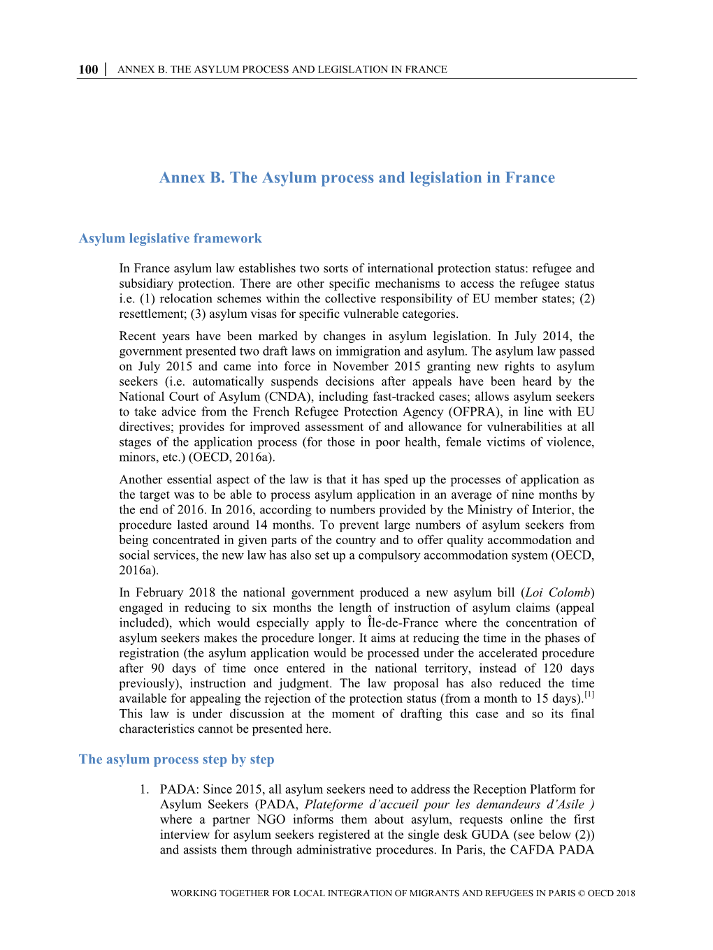 The Asylum Process and Legislation in France Annex B