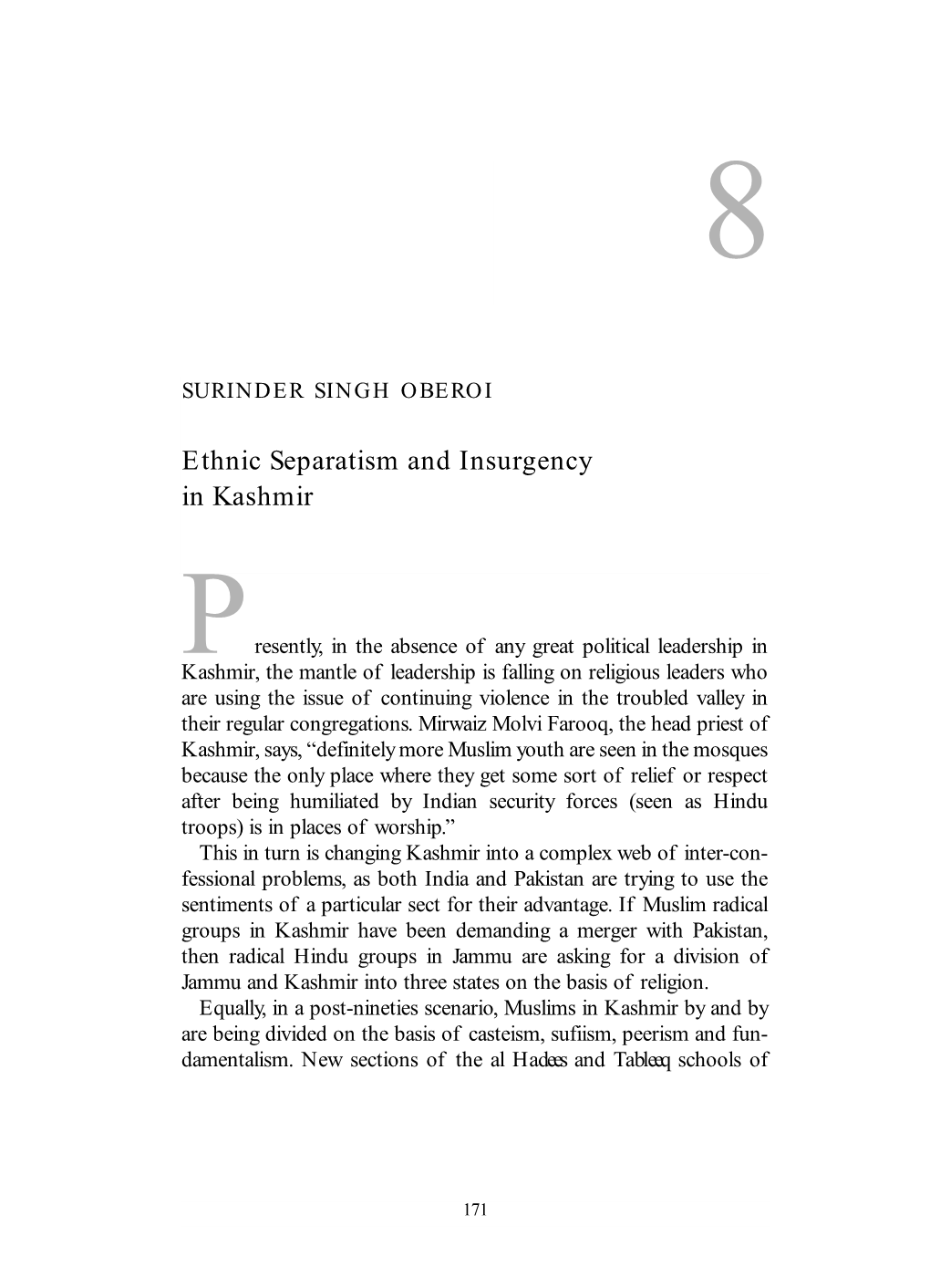 Ethnic Separatism and Insurgency in Kashmir