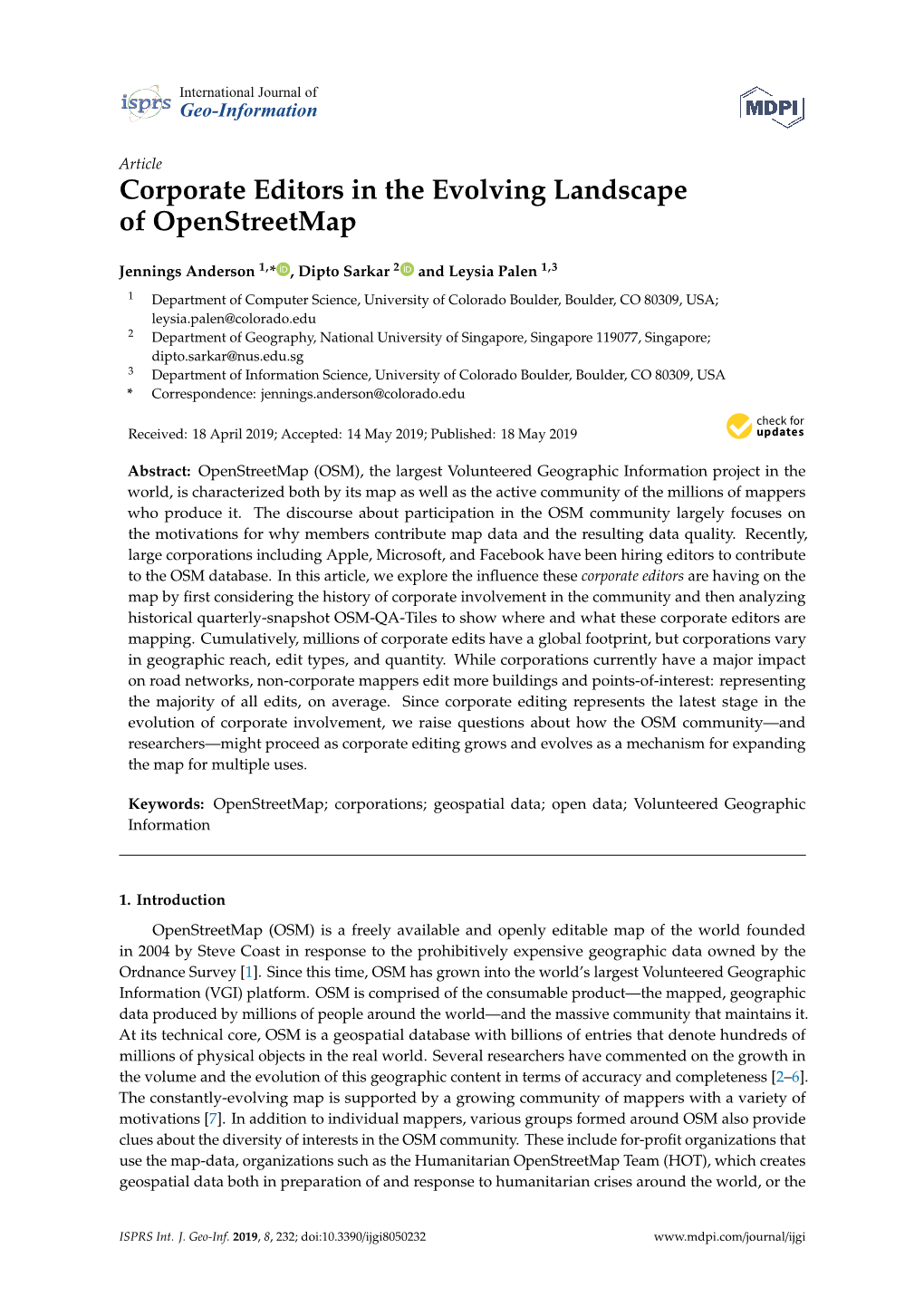 Corporate Editors in the Evolving Landscape of Openstreetmap