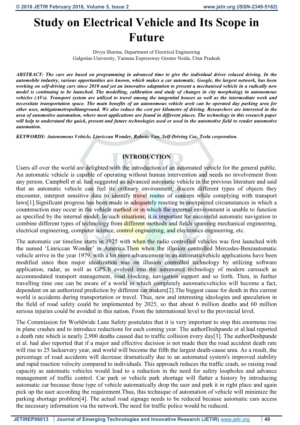 Study on Electrical Vehicle and Its Scope in Future