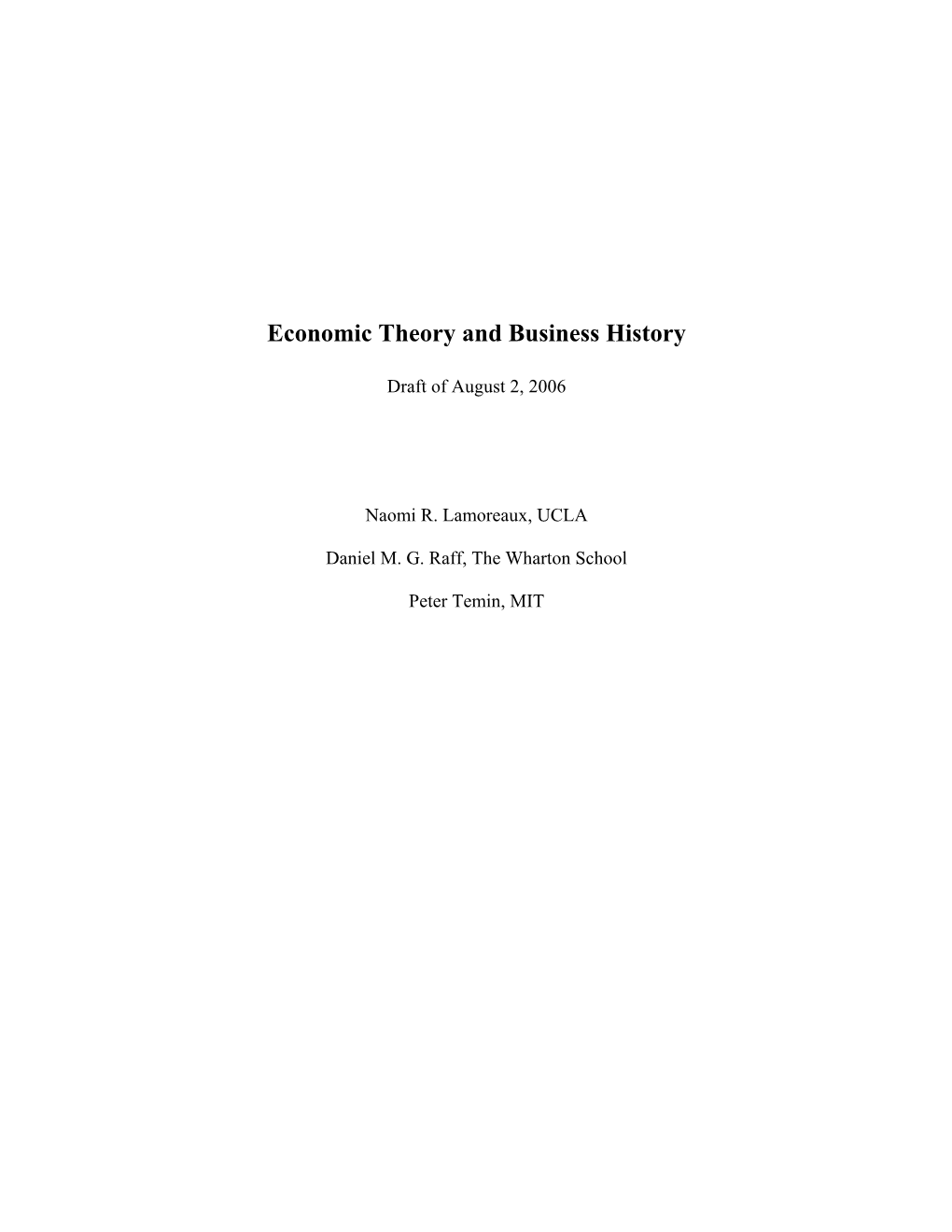 Economic Theory and Business History