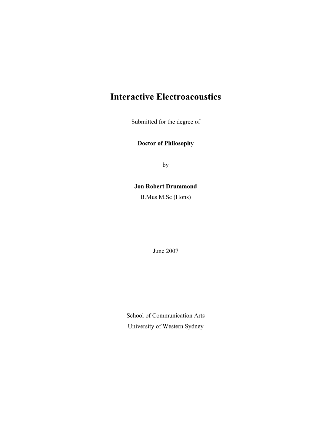 Interactive Electroacoustics