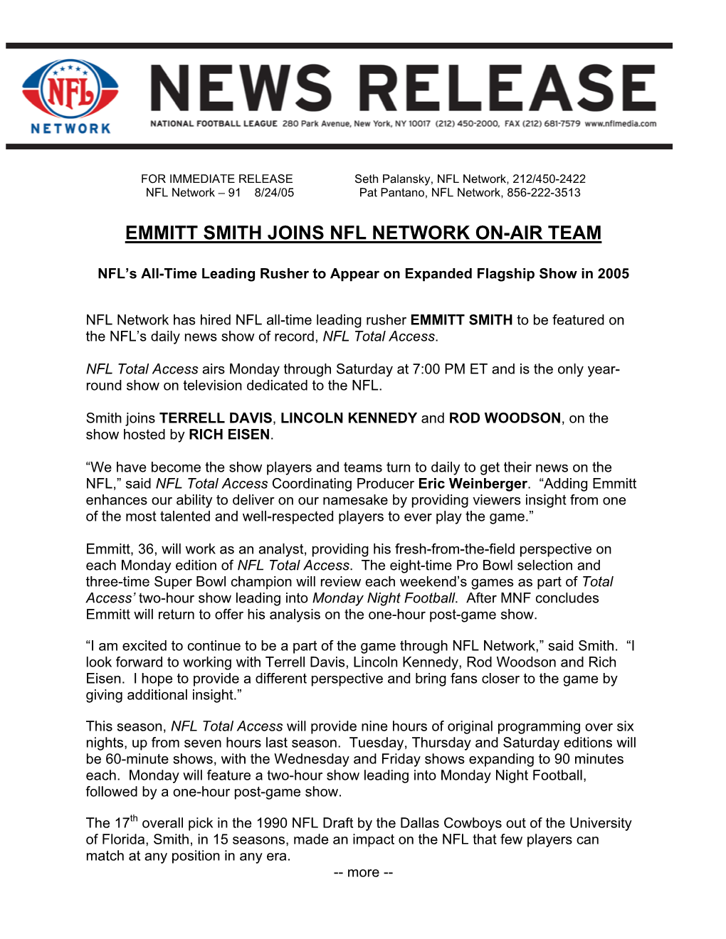 Emmitt Smith Joins Nfl Network On-Air Team