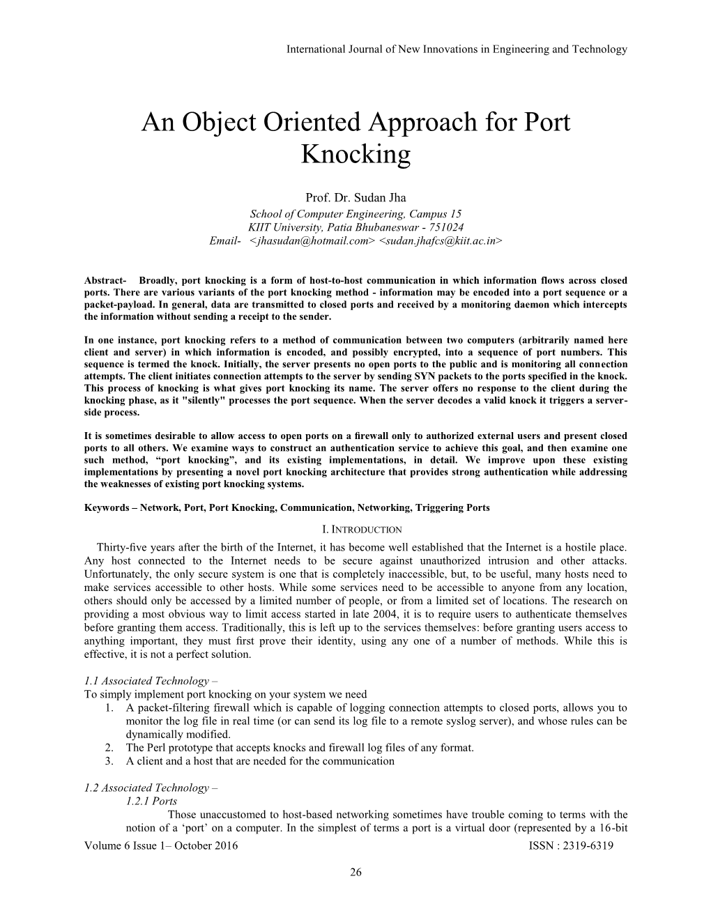 An Object Oriented Approach for Port Knocking