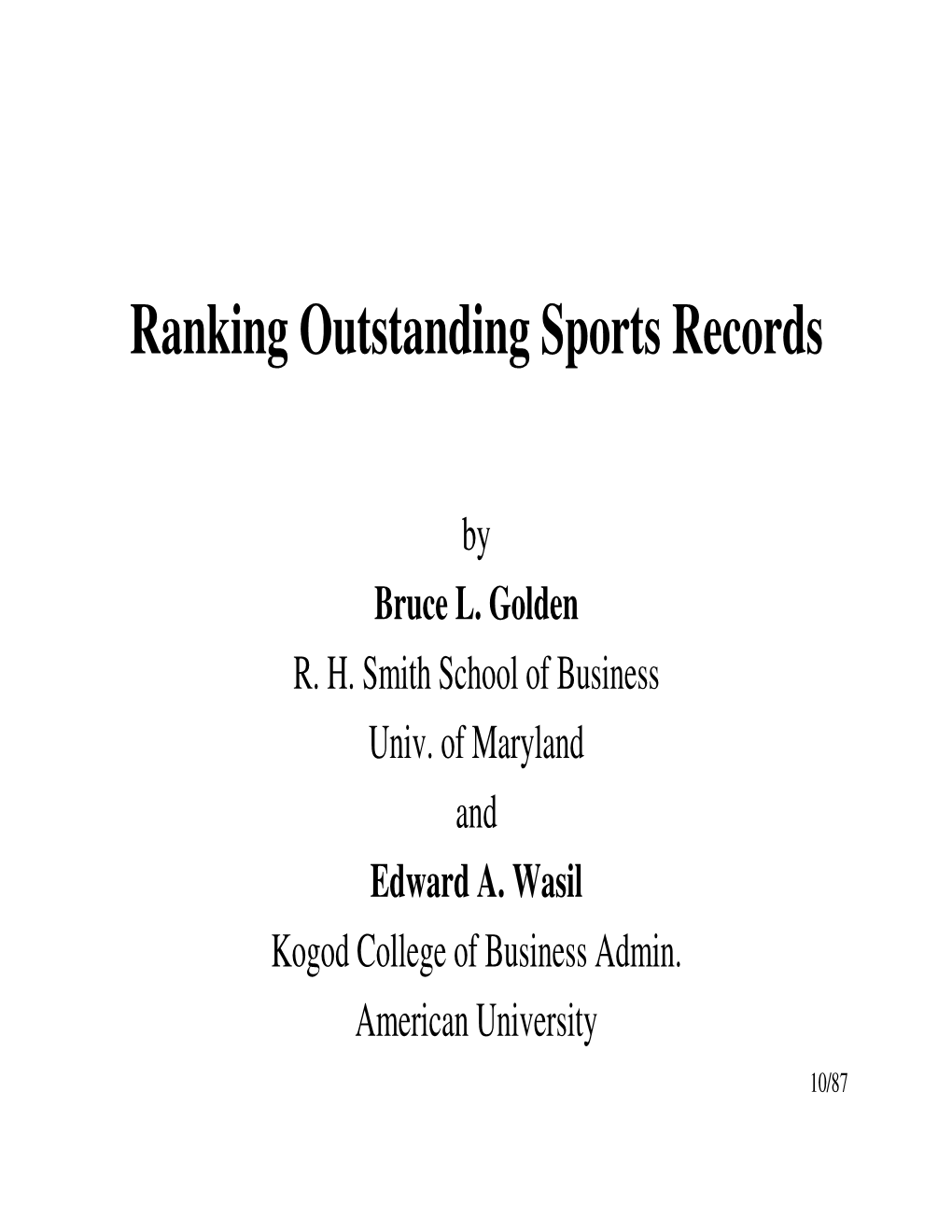 Ranking Outstanding Sports Records