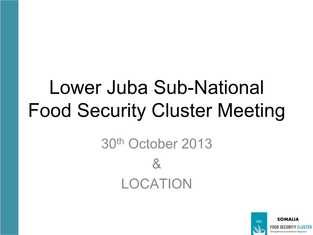 Lower Juba Sub-National Food Security Cluster Meeting