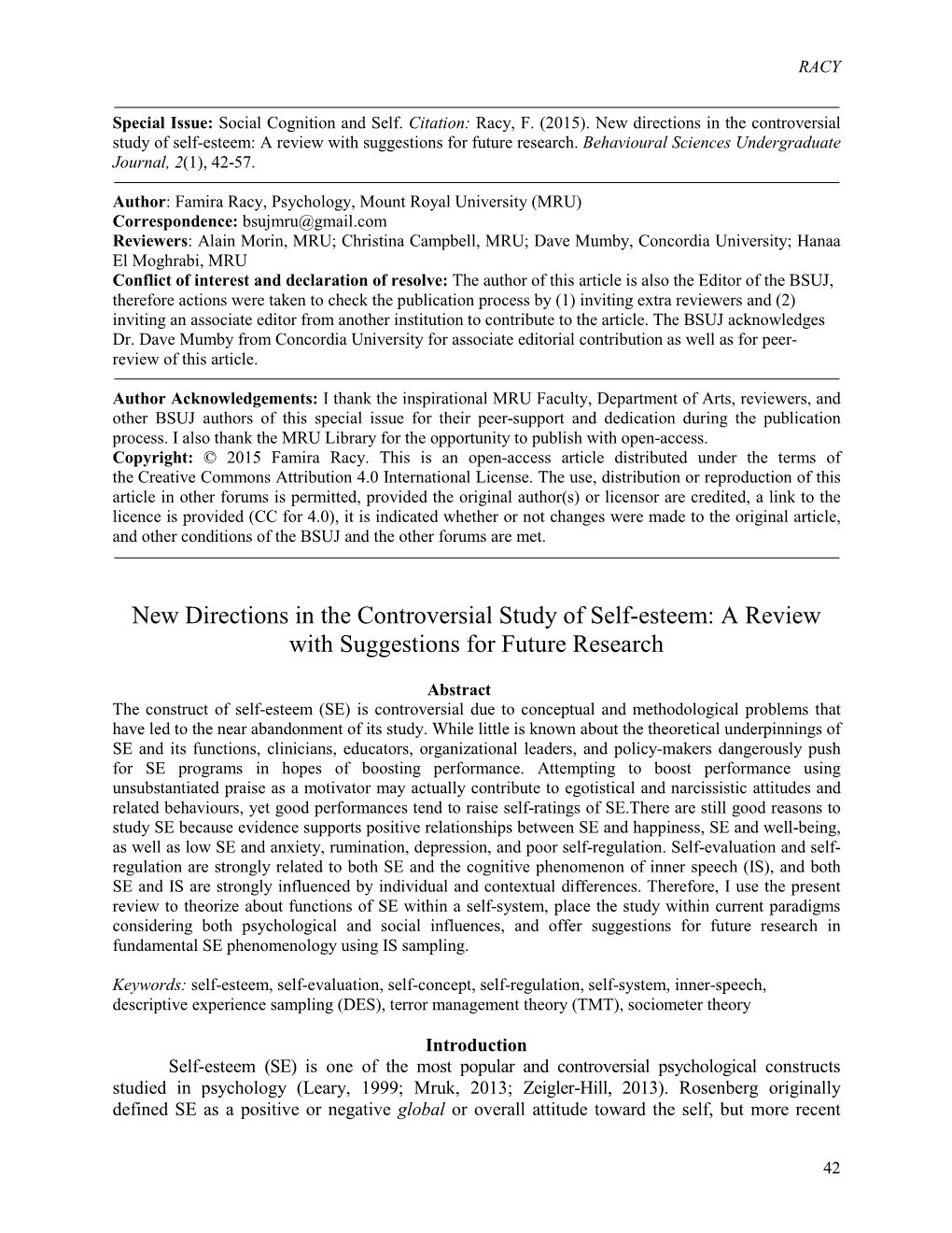 New Directions in the Controversial Study of Self-Esteem: a Review with Suggestions for Future Research