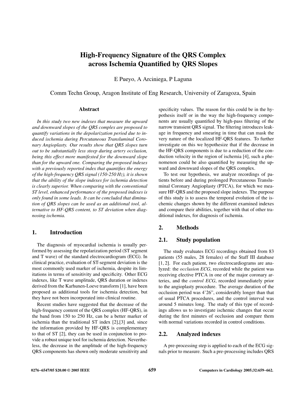 High-Frequency Signature of the QRS Complex Across Ischemia Quantified by QRS Slopes