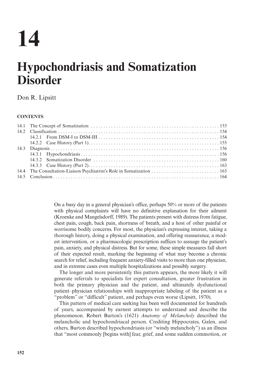 Hypochondriasis and Somatization Disorder