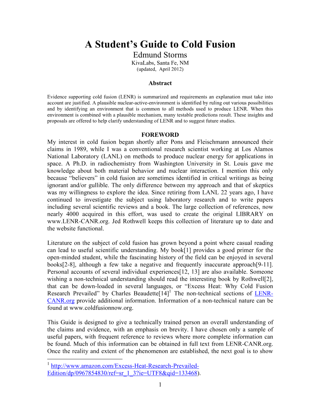 A Student's Guide to Cold Fusion