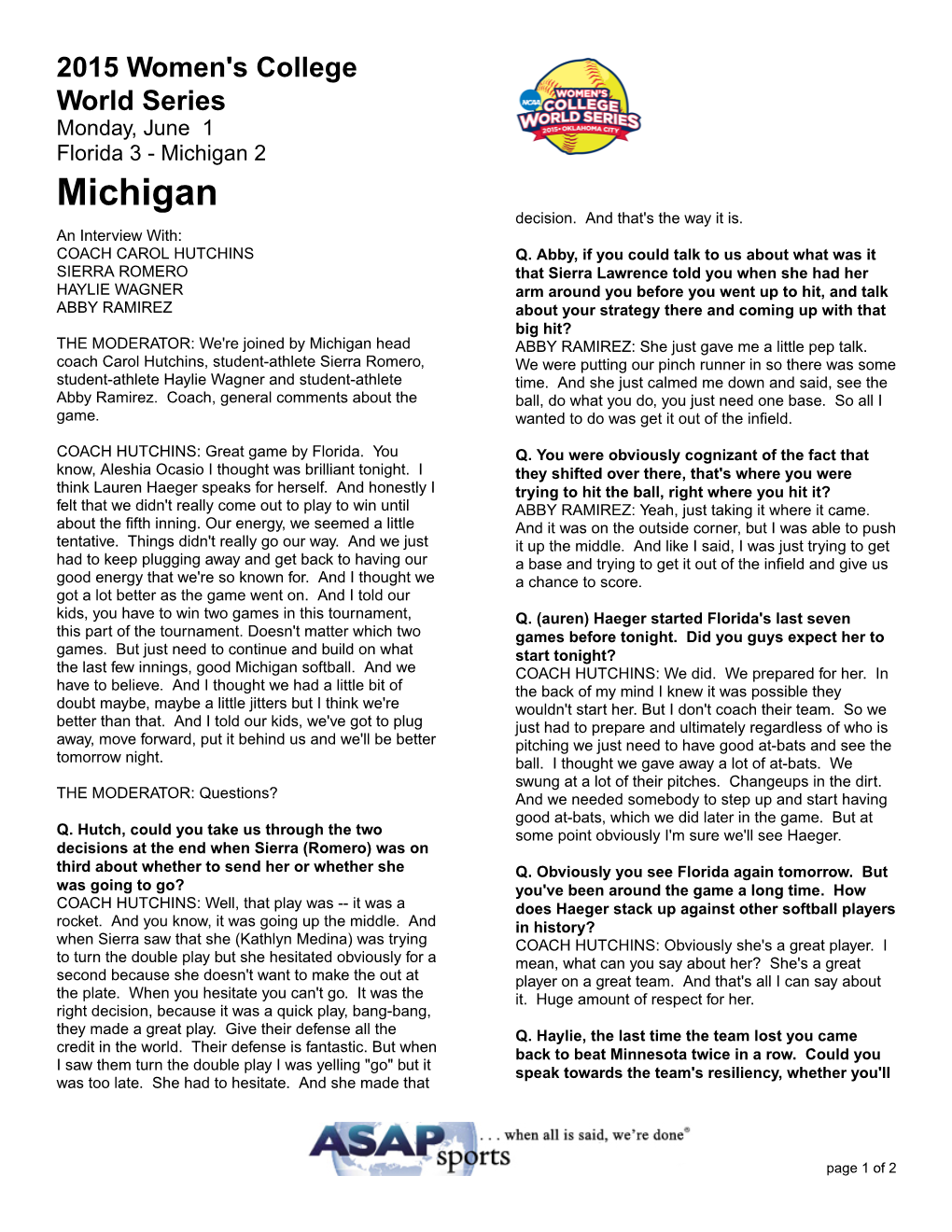 Michigan Press Quotes