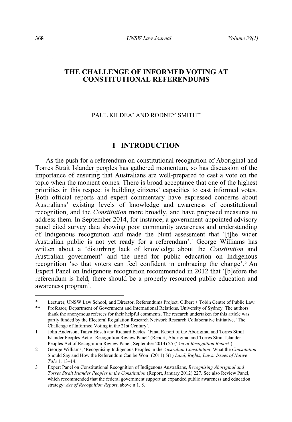 The Challenge of Informed Voting at Constitutional Referendums