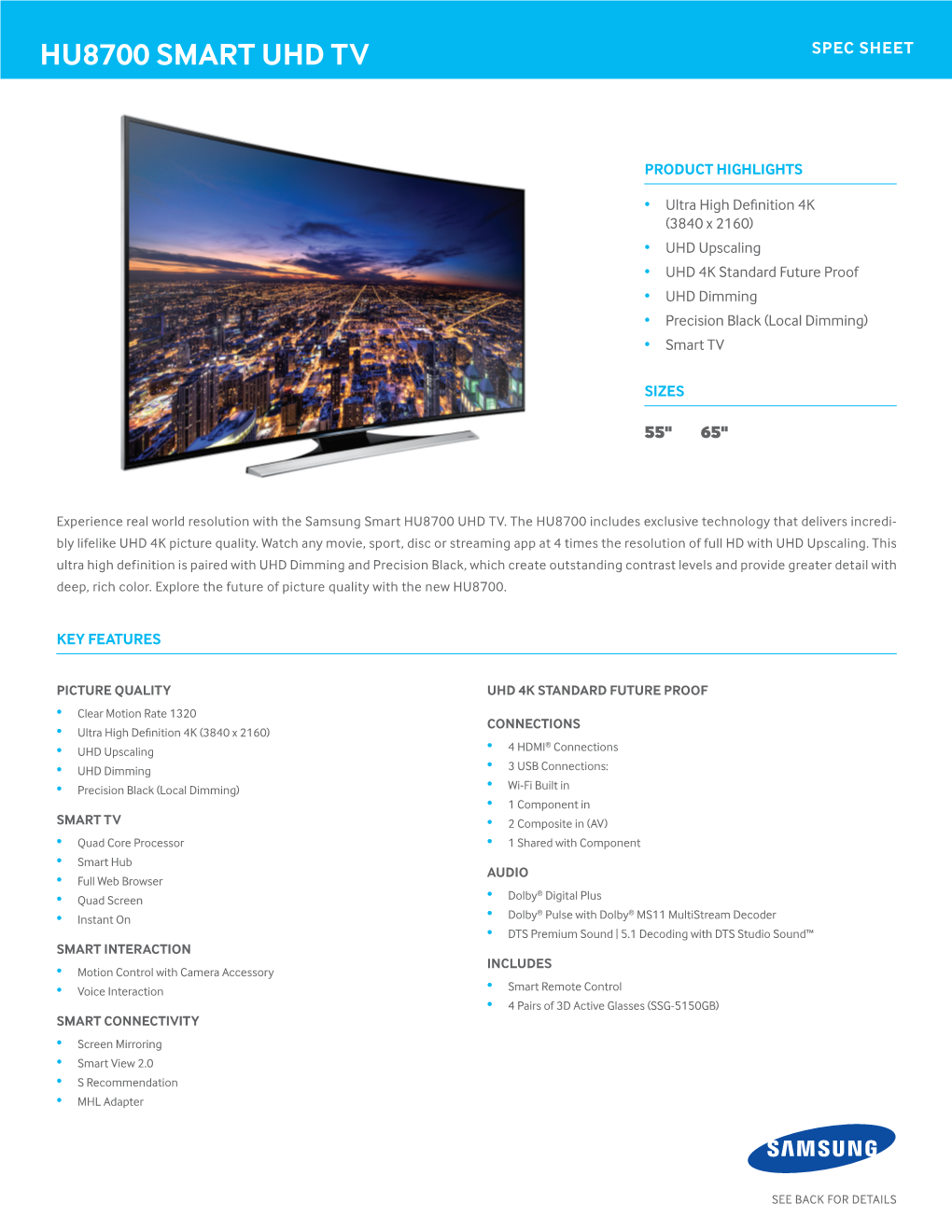 Hu8700 Smart Uhd Tv Spec Sheet