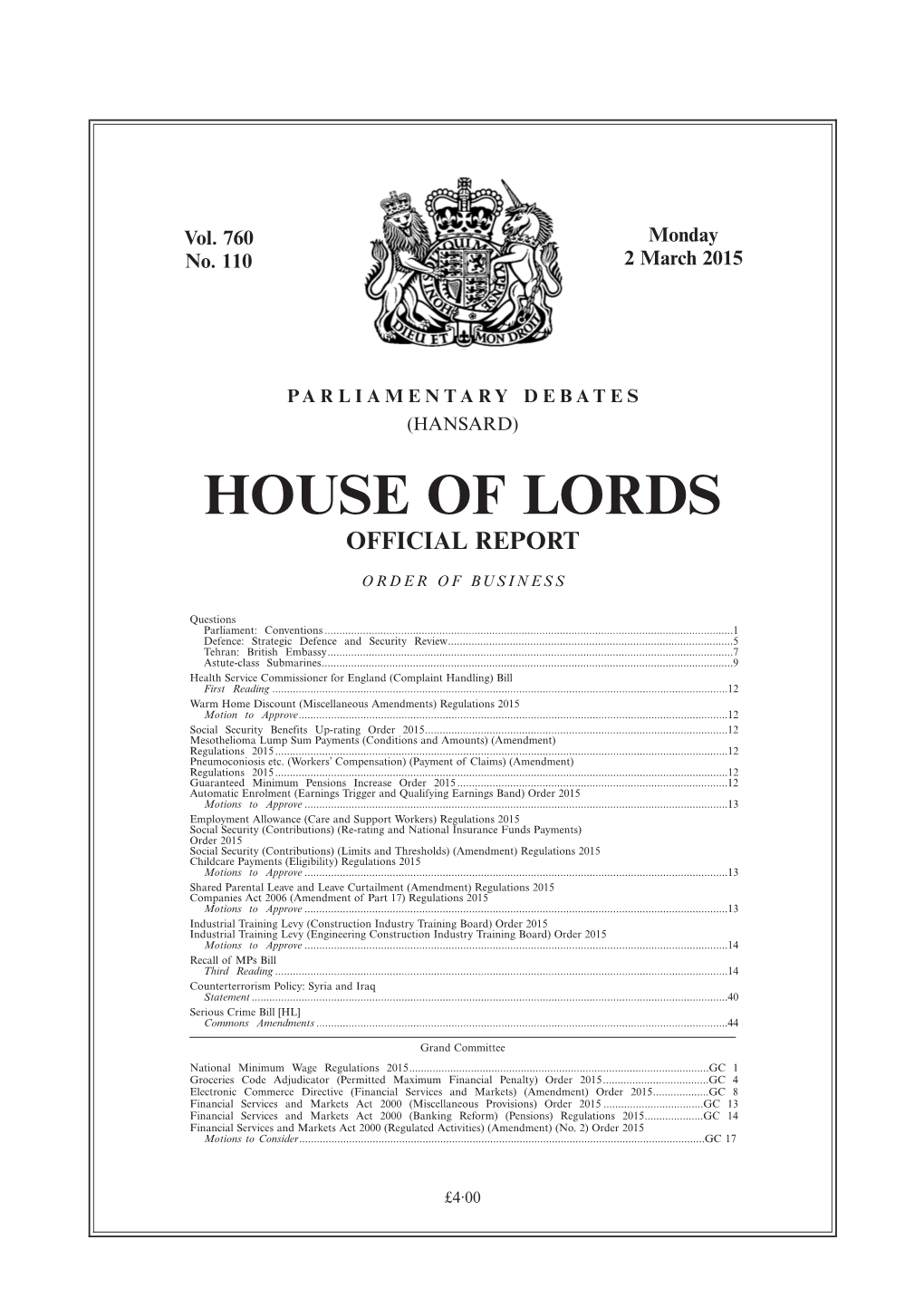 House of Lords Official Report