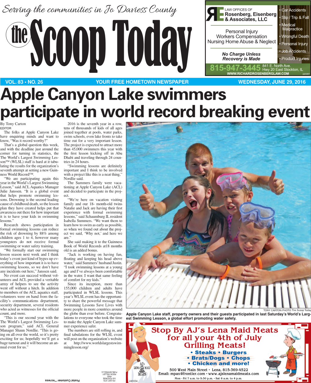 Apple Canyon Lake Swimmers Participate in World Record Breaking