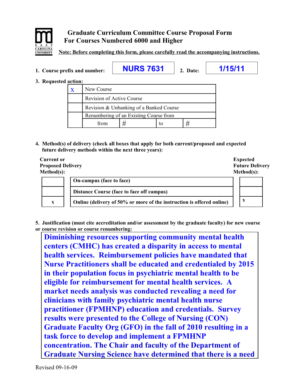 For Courses Numbered 6000 and Higher