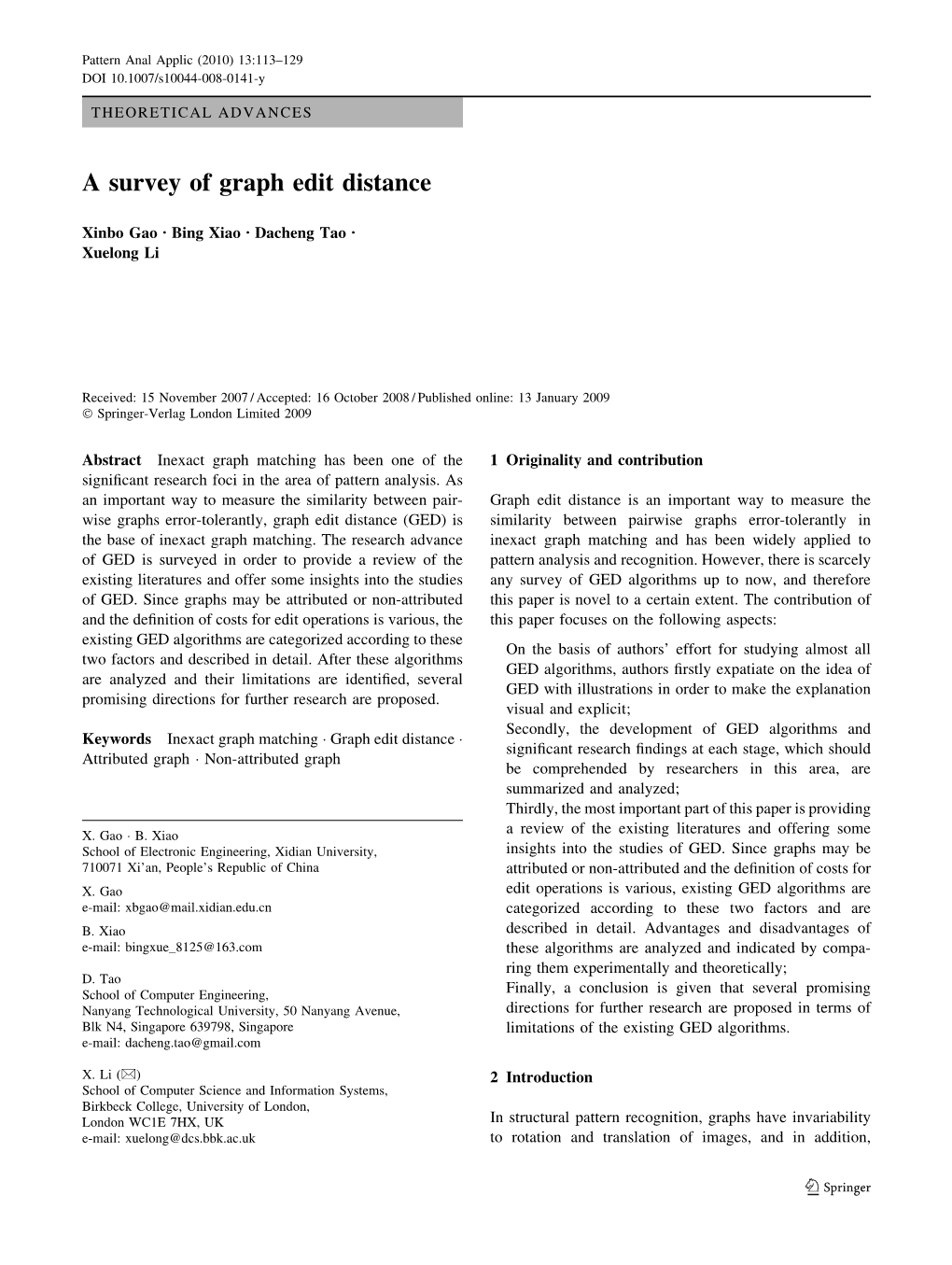 A Survey of Graph Edit Distance