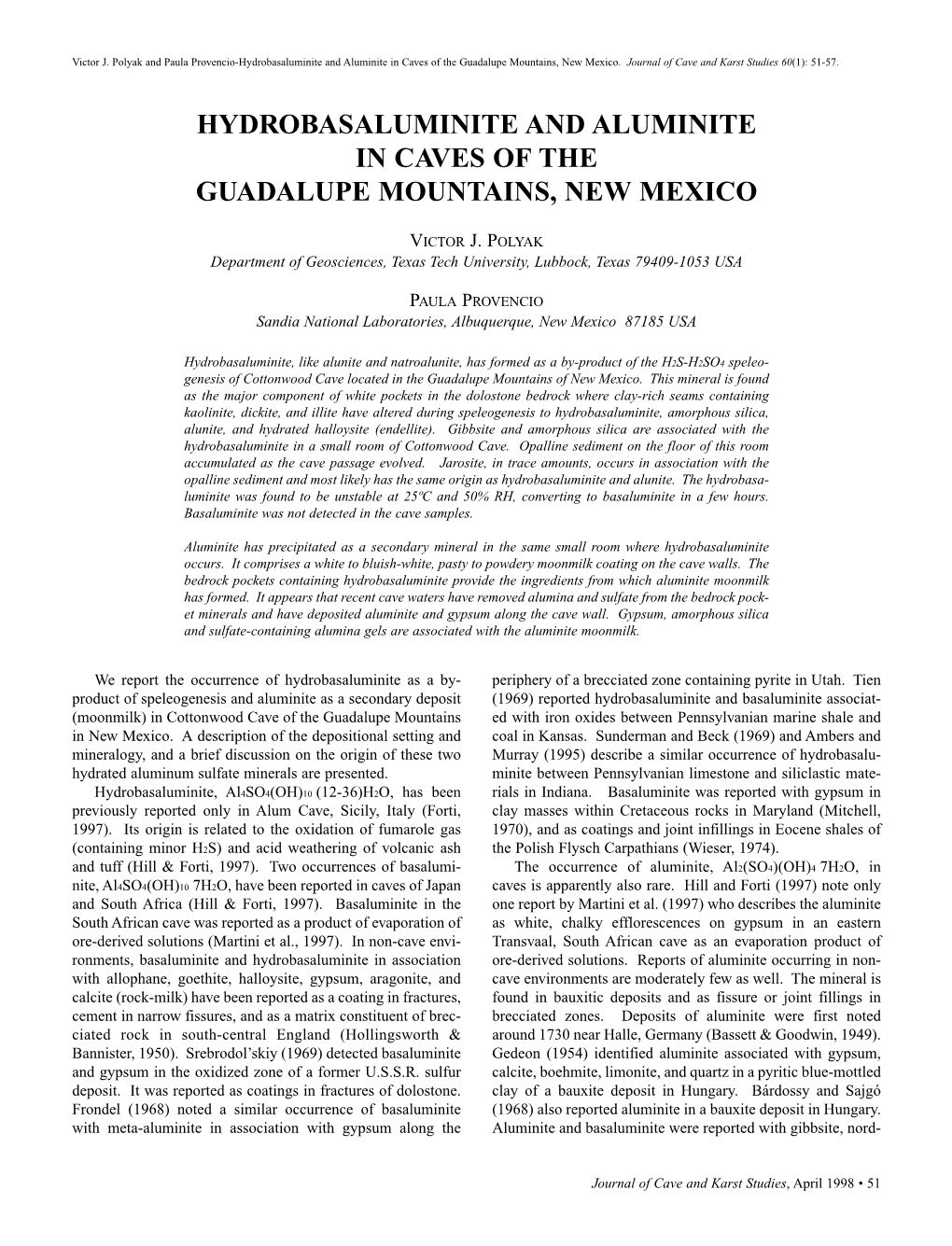 Hydrobasaluminite and Aluminite in Caves of the Guadalupe Mountains, New Mexico