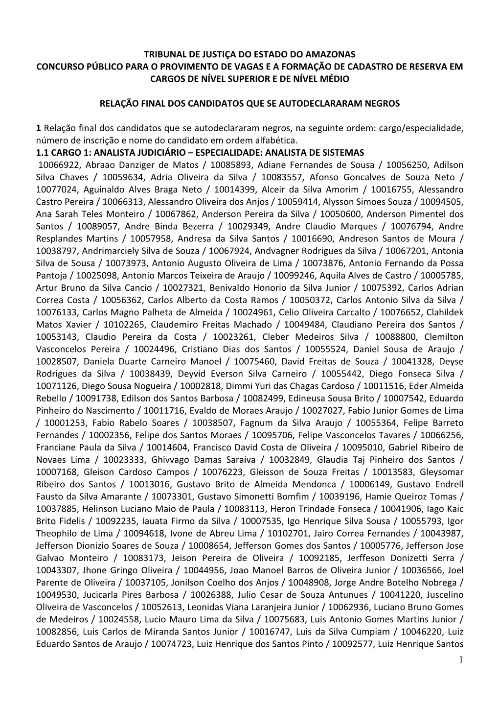 1 Tribunal De Justiça Do Estado Do Amazonas Concurso Público Para O Provimento De Vagas E a Formação De C