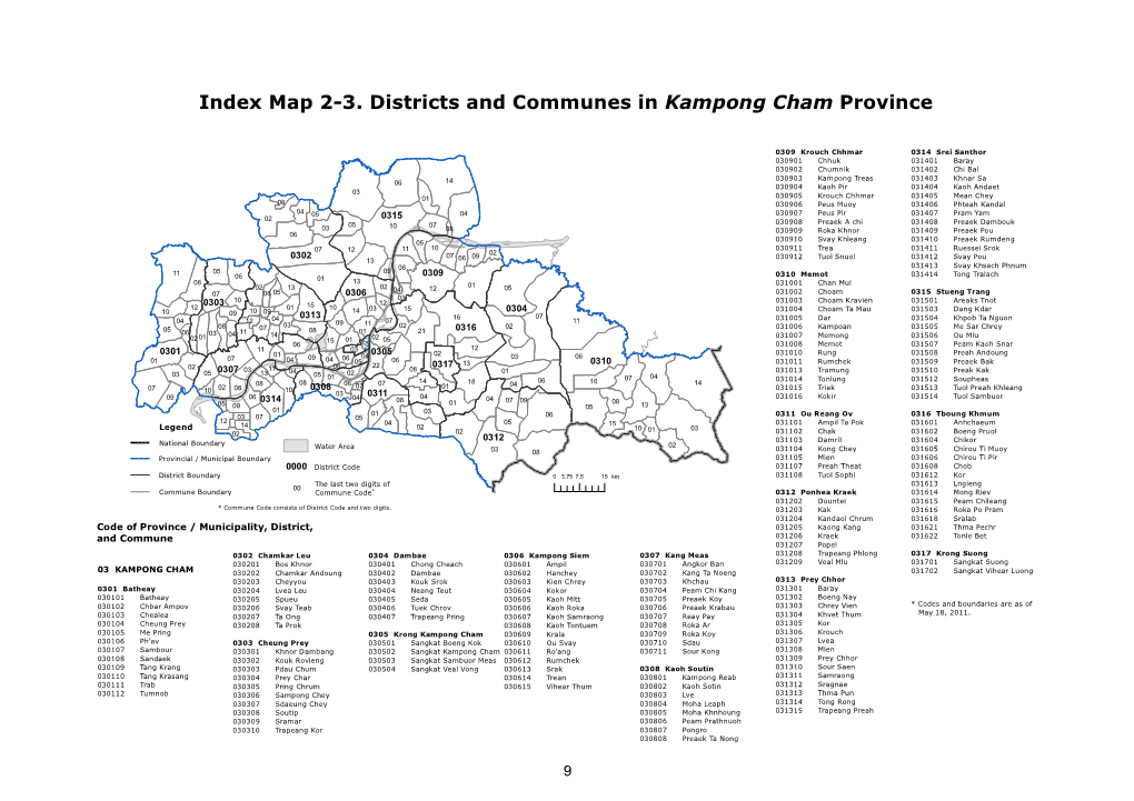 Map 2-3. Districts and Communes in Kampong Cham Province