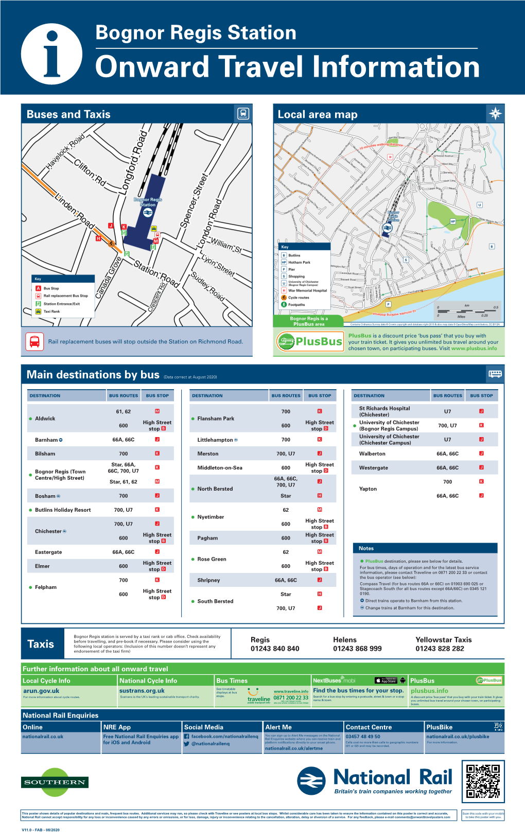 Bognor Regis Station I Onward Travel Information Buses and Taxis Local Area Map