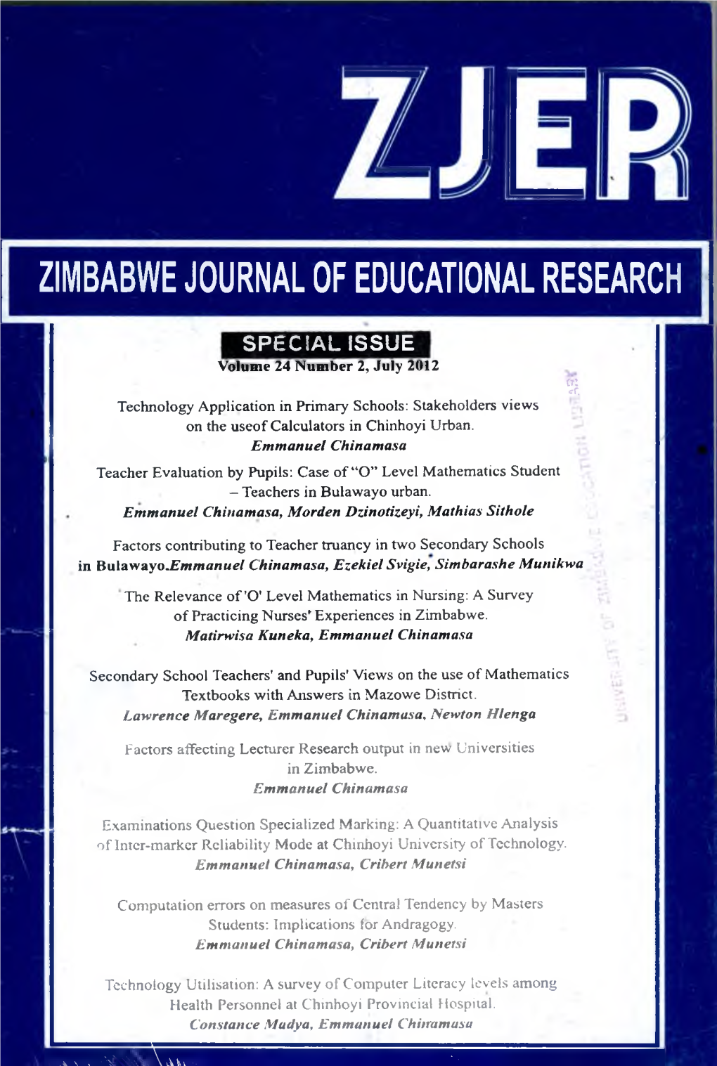 Zimbabwe Journal of Educational Research