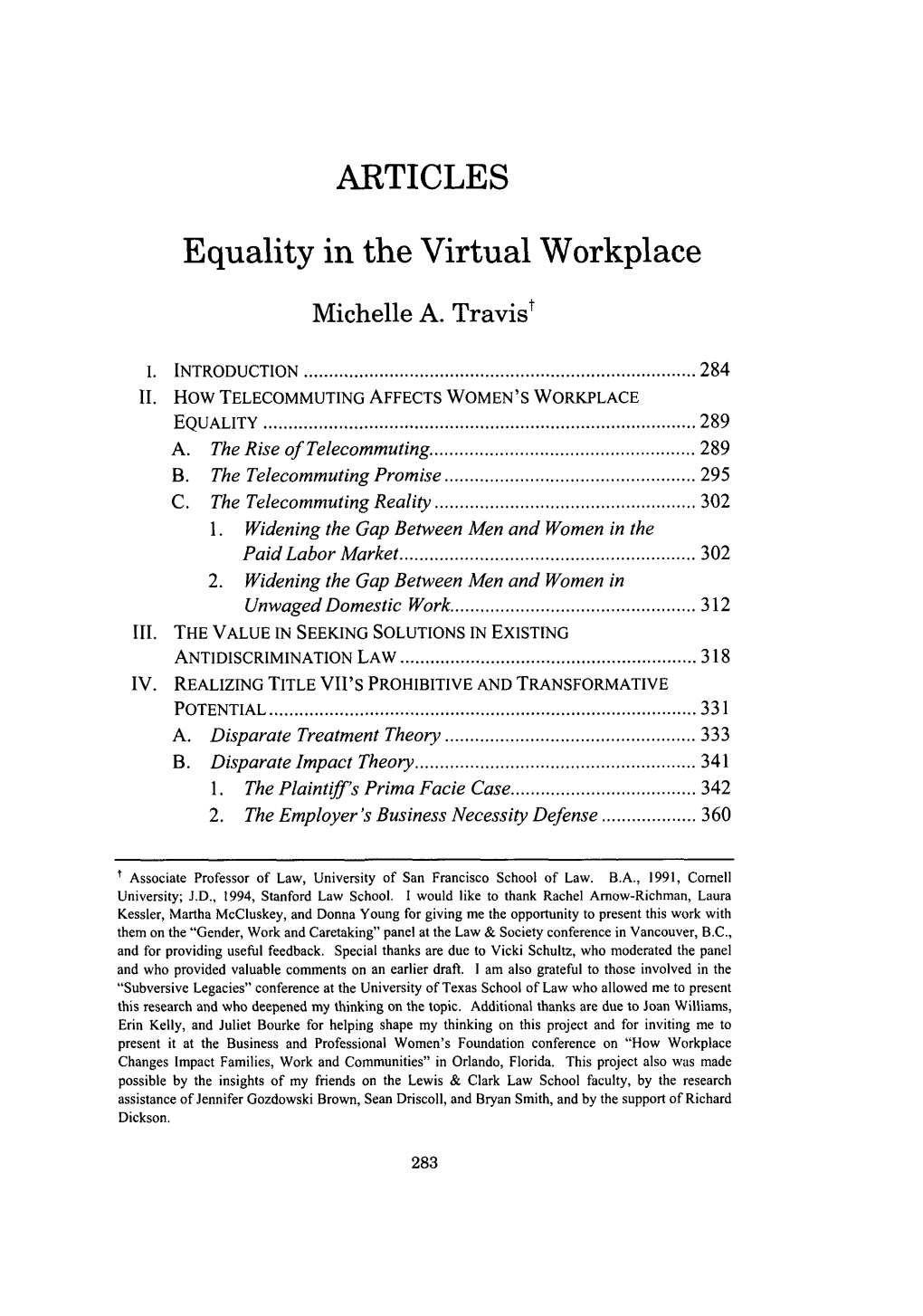 Equality in the Virtual Workplace