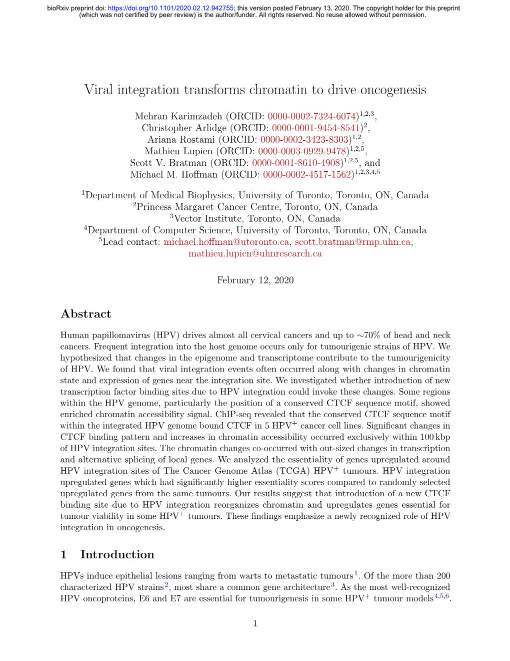 Viral Integration Transforms Chromatin to Drive Oncogenesis