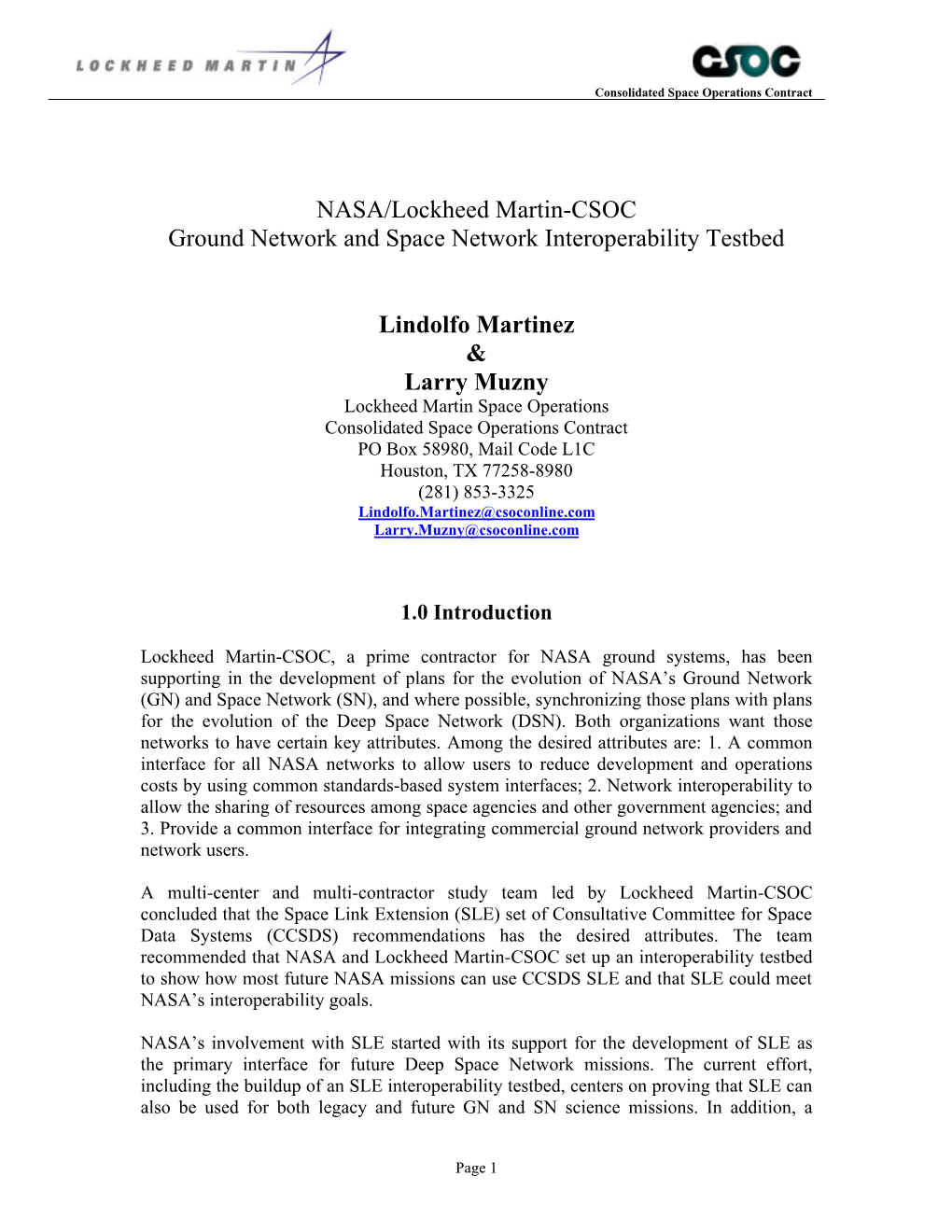 NASA-LMCSOC SN and GN Interoperability Testbed